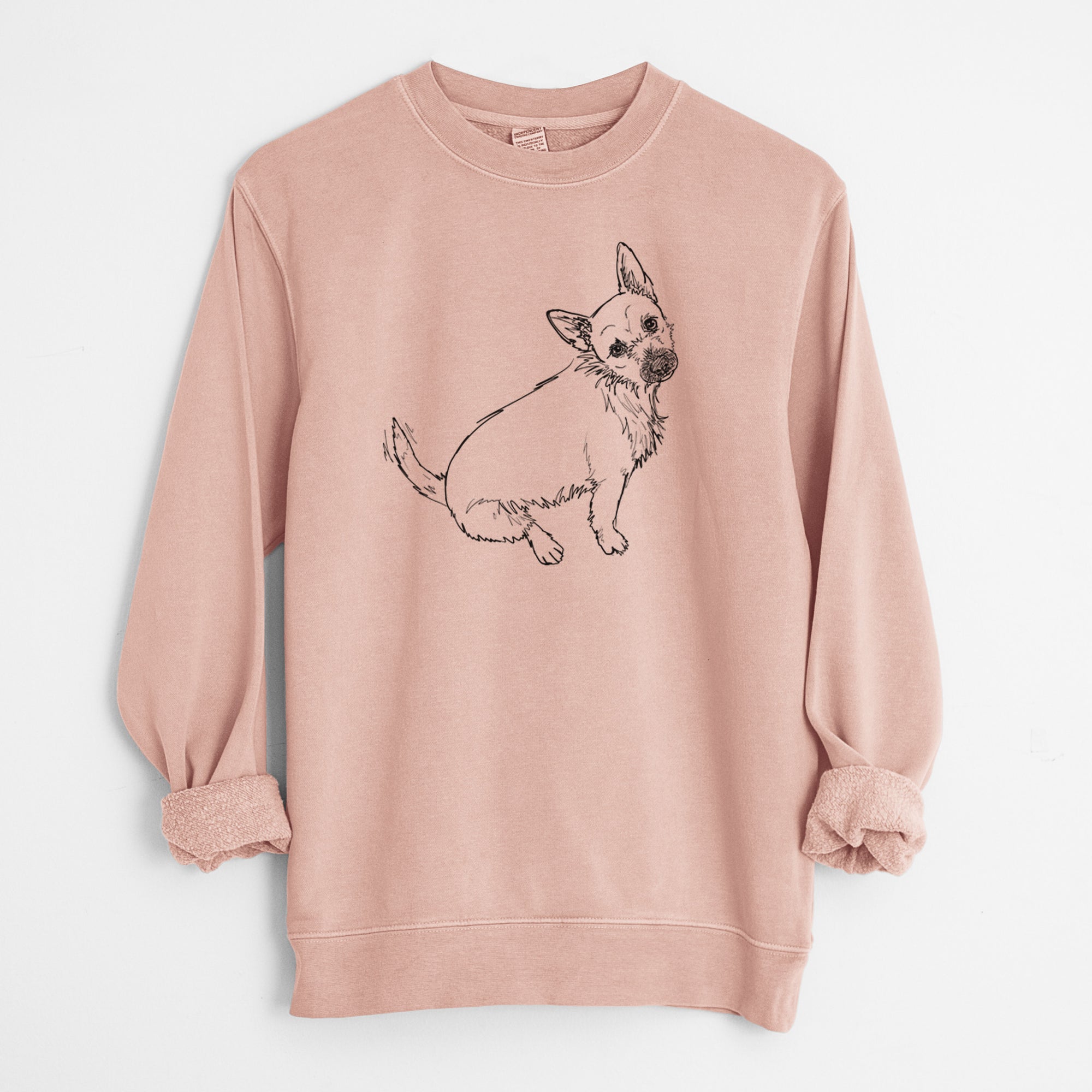 Doodled Chewy the Super Mutt - Unisex Pigment Dyed Crew Sweatshirt