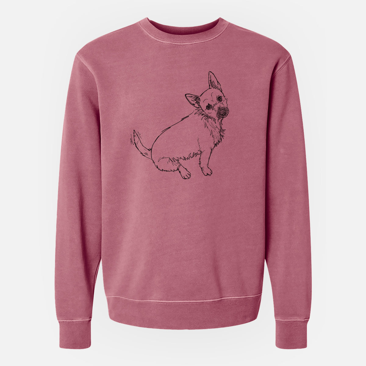 Doodled Chewy the Super Mutt - Unisex Pigment Dyed Crew Sweatshirt