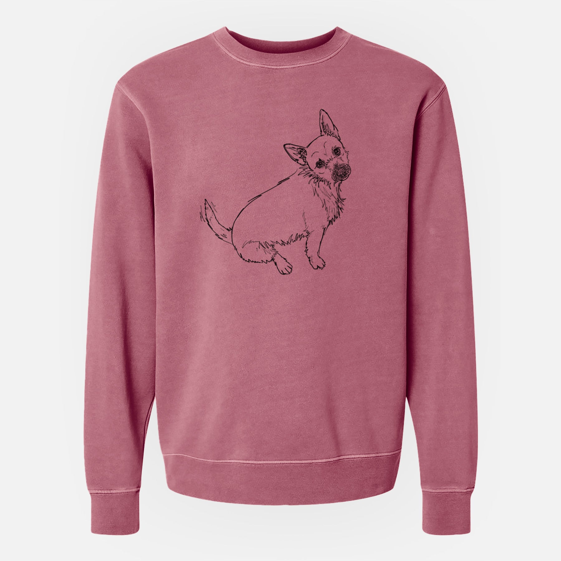 Doodled Chewy the Super Mutt - Unisex Pigment Dyed Crew Sweatshirt
