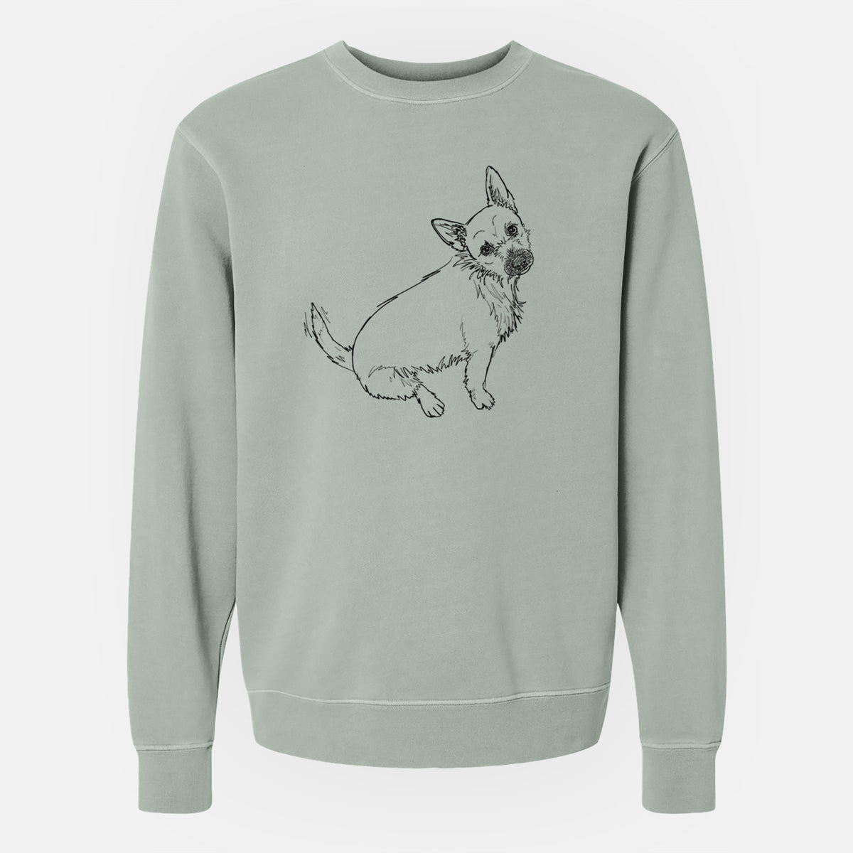 Doodled Chewy the Super Mutt - Unisex Pigment Dyed Crew Sweatshirt