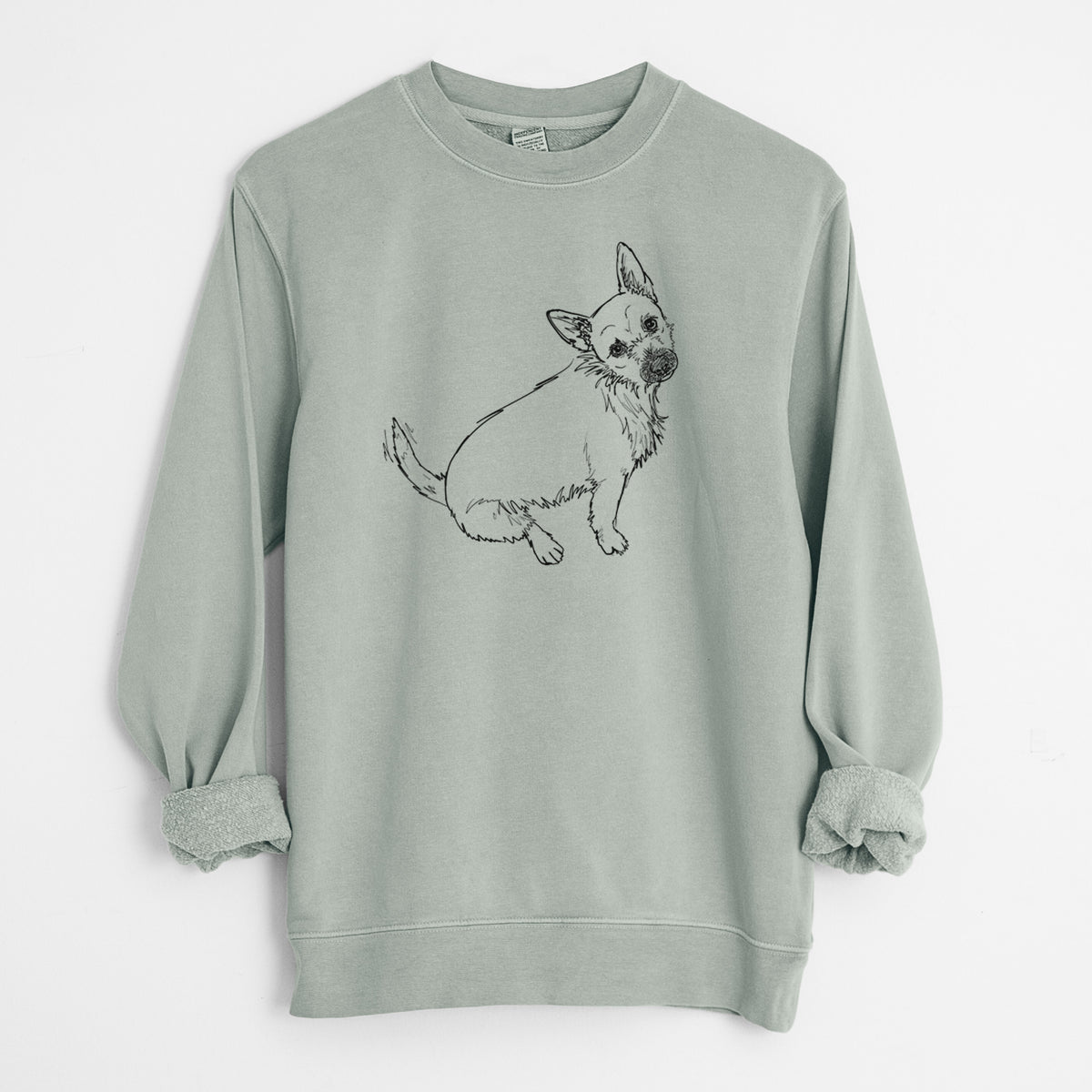 Doodled Chewy the Super Mutt - Unisex Pigment Dyed Crew Sweatshirt