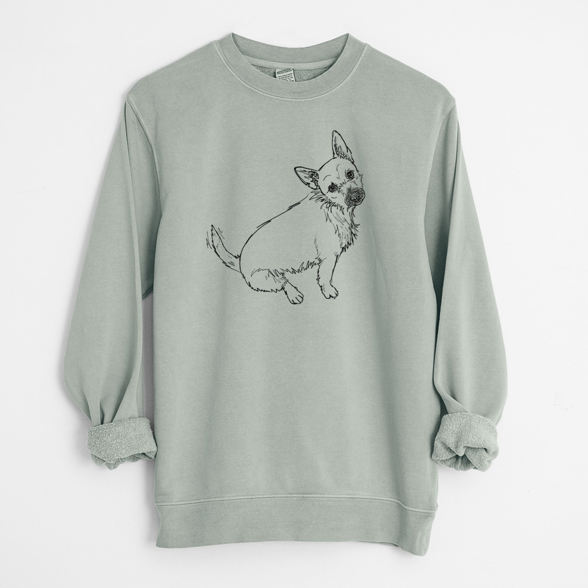 Doodled Chewy the Super Mutt - Unisex Pigment Dyed Crew Sweatshirt