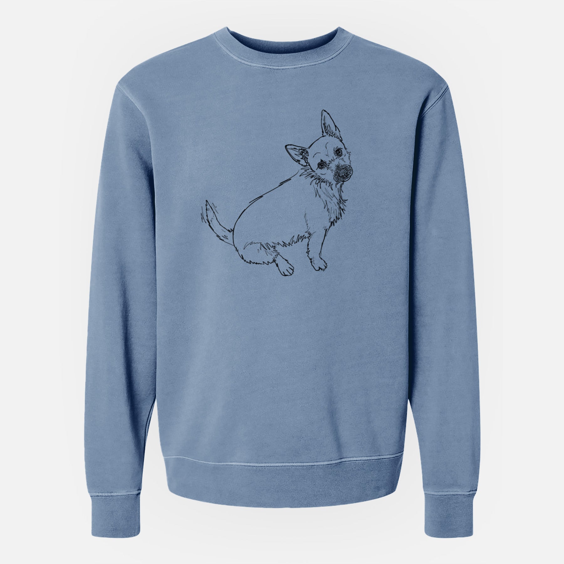 Doodled Chewy the Super Mutt - Unisex Pigment Dyed Crew Sweatshirt