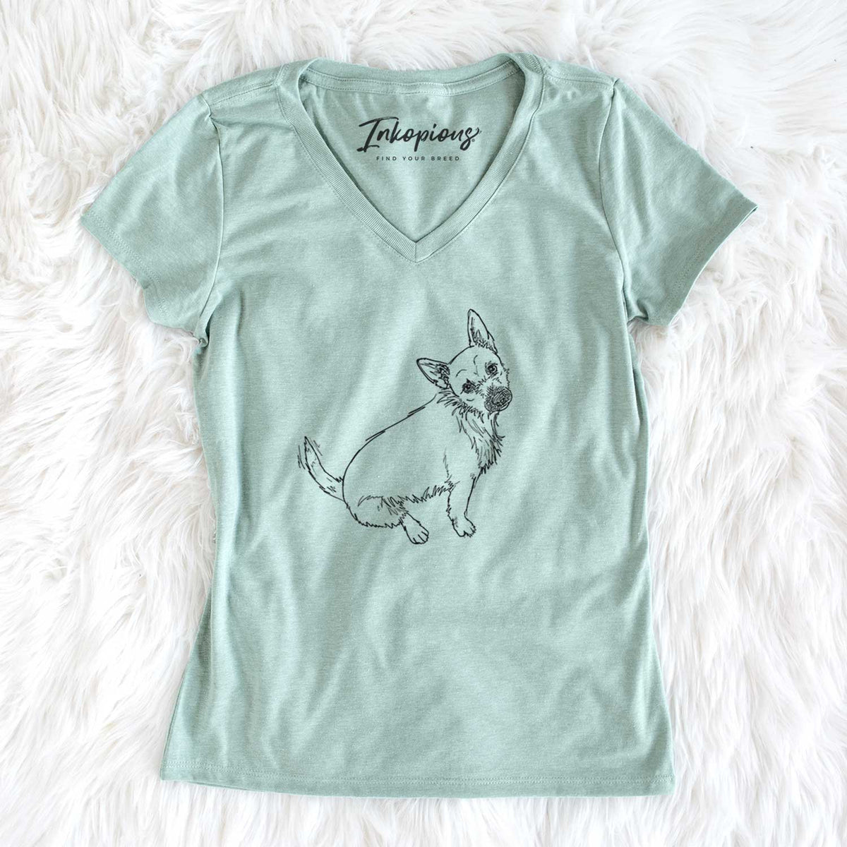 Doodled Chewy the Super Mutt - Women&#39;s V-neck Shirt