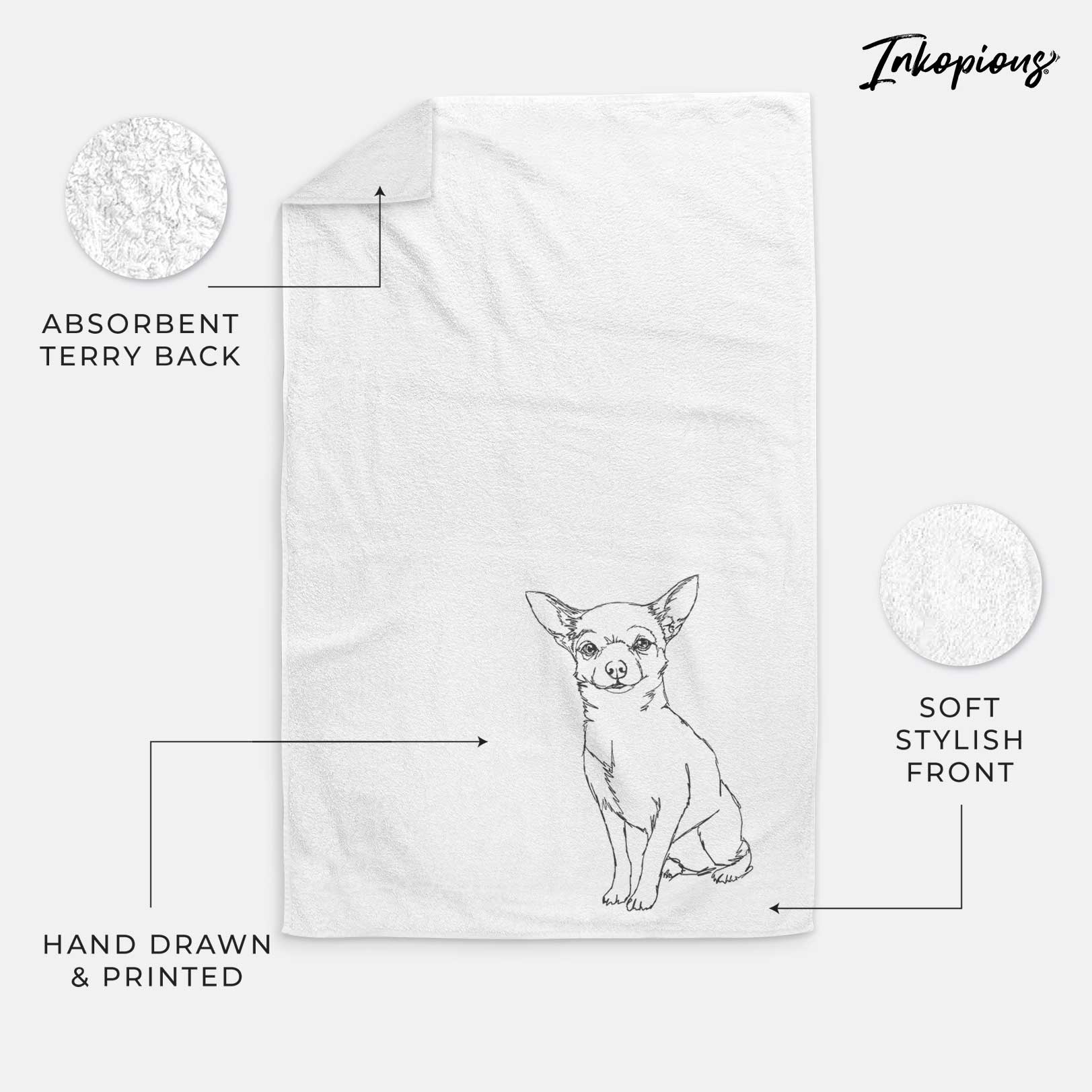 Doodled Chihuahua Decorative Hand Towel