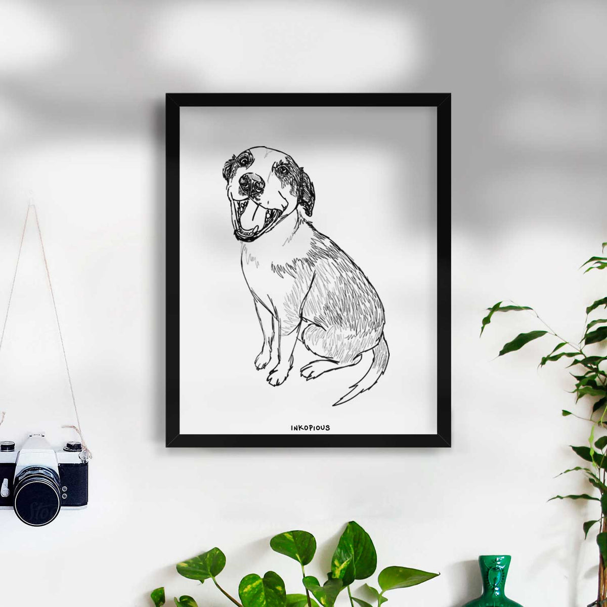 Doodled Clyde the Hound Mix Art Print