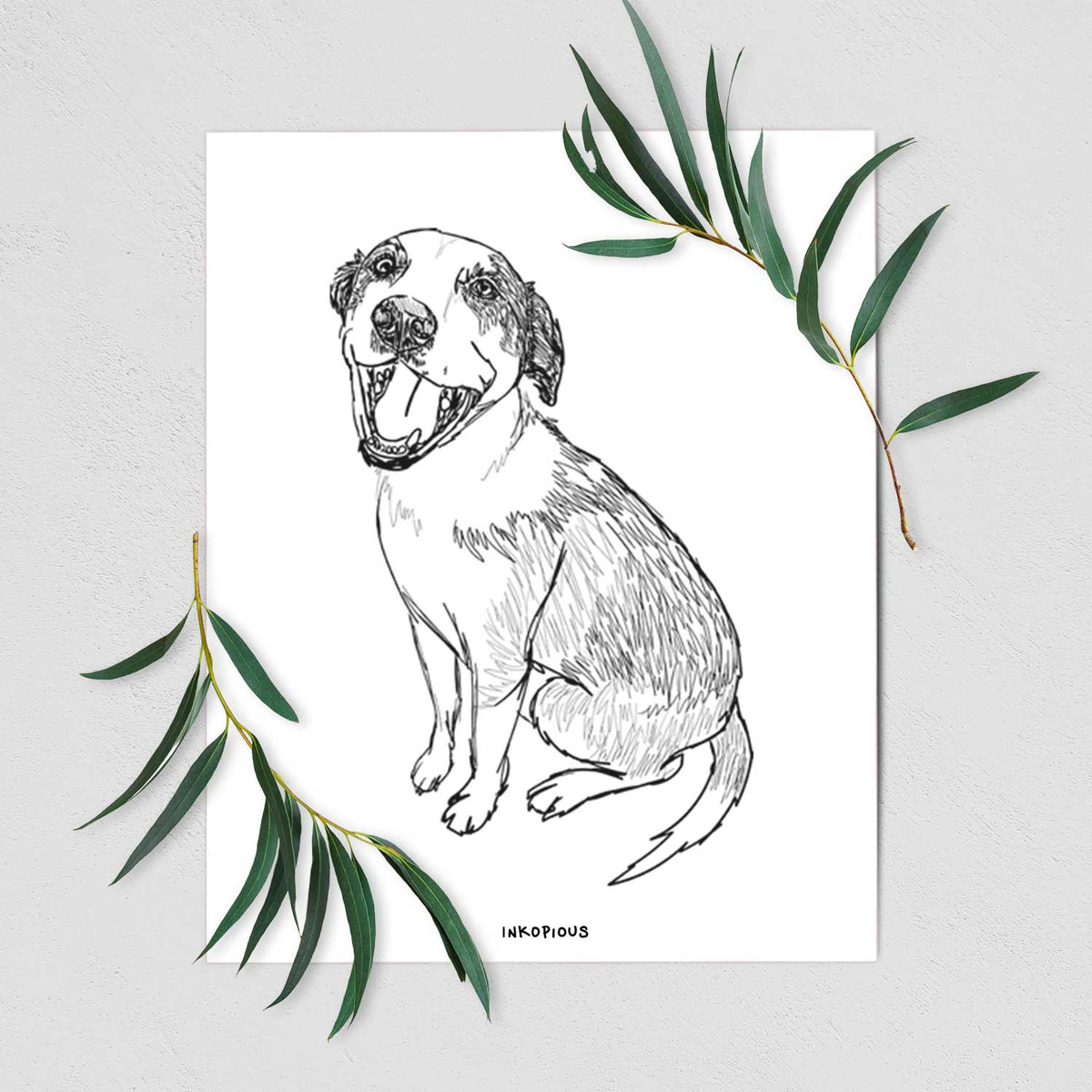 Doodled Clyde the Hound Mix Art Print