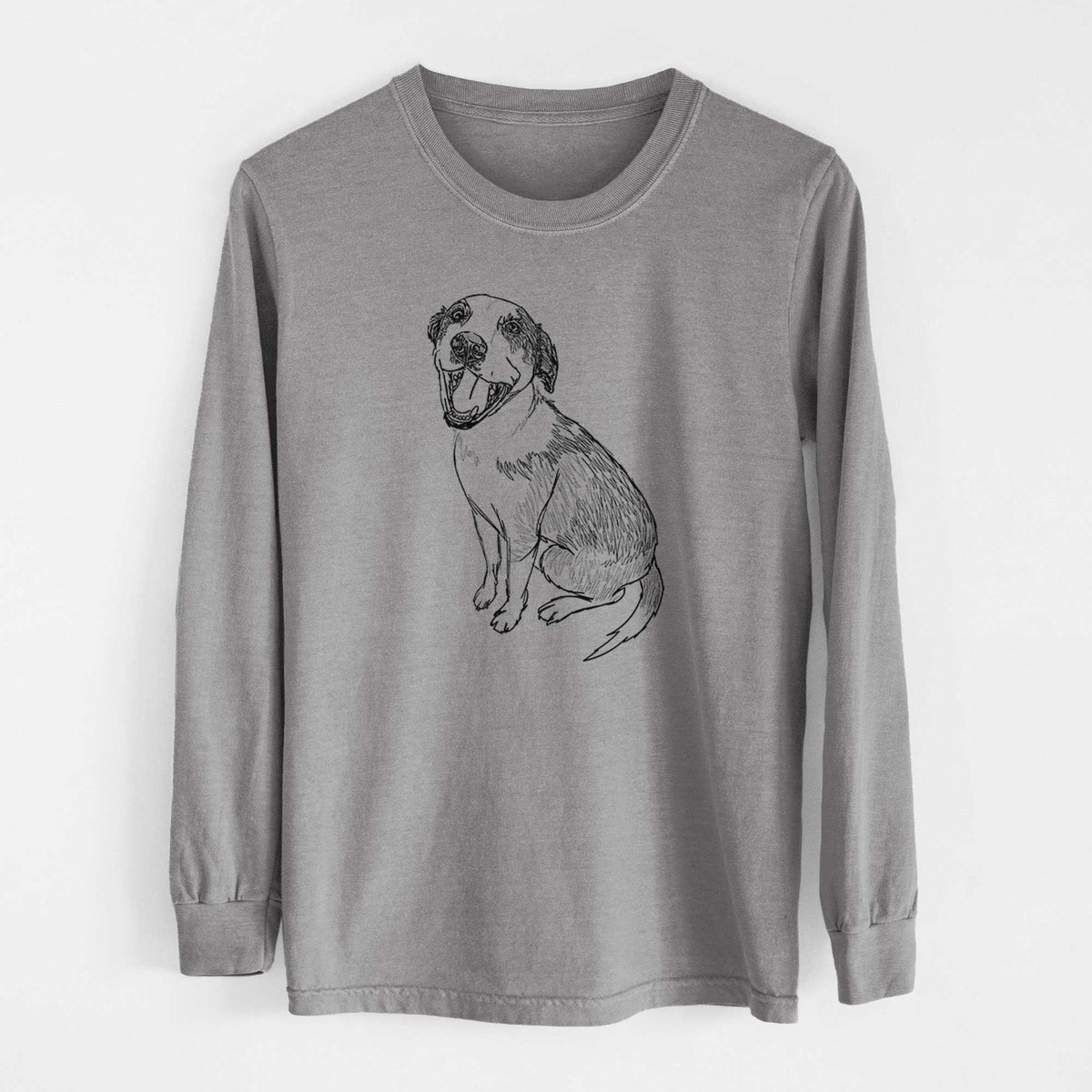 Doodled Clyde the Hound Mix - Heavyweight 100% Cotton Long Sleeve