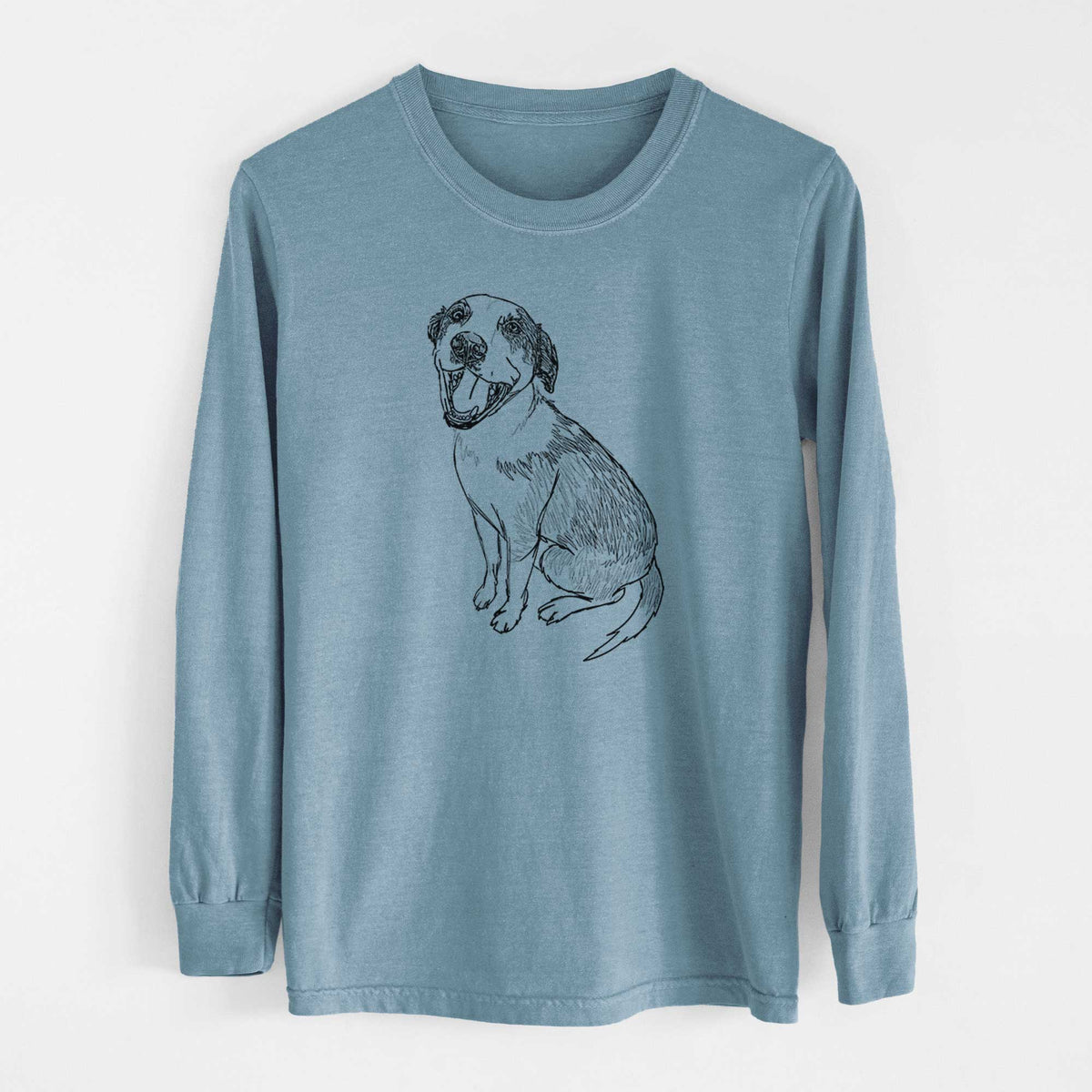Doodled Clyde the Hound Mix - Heavyweight 100% Cotton Long Sleeve