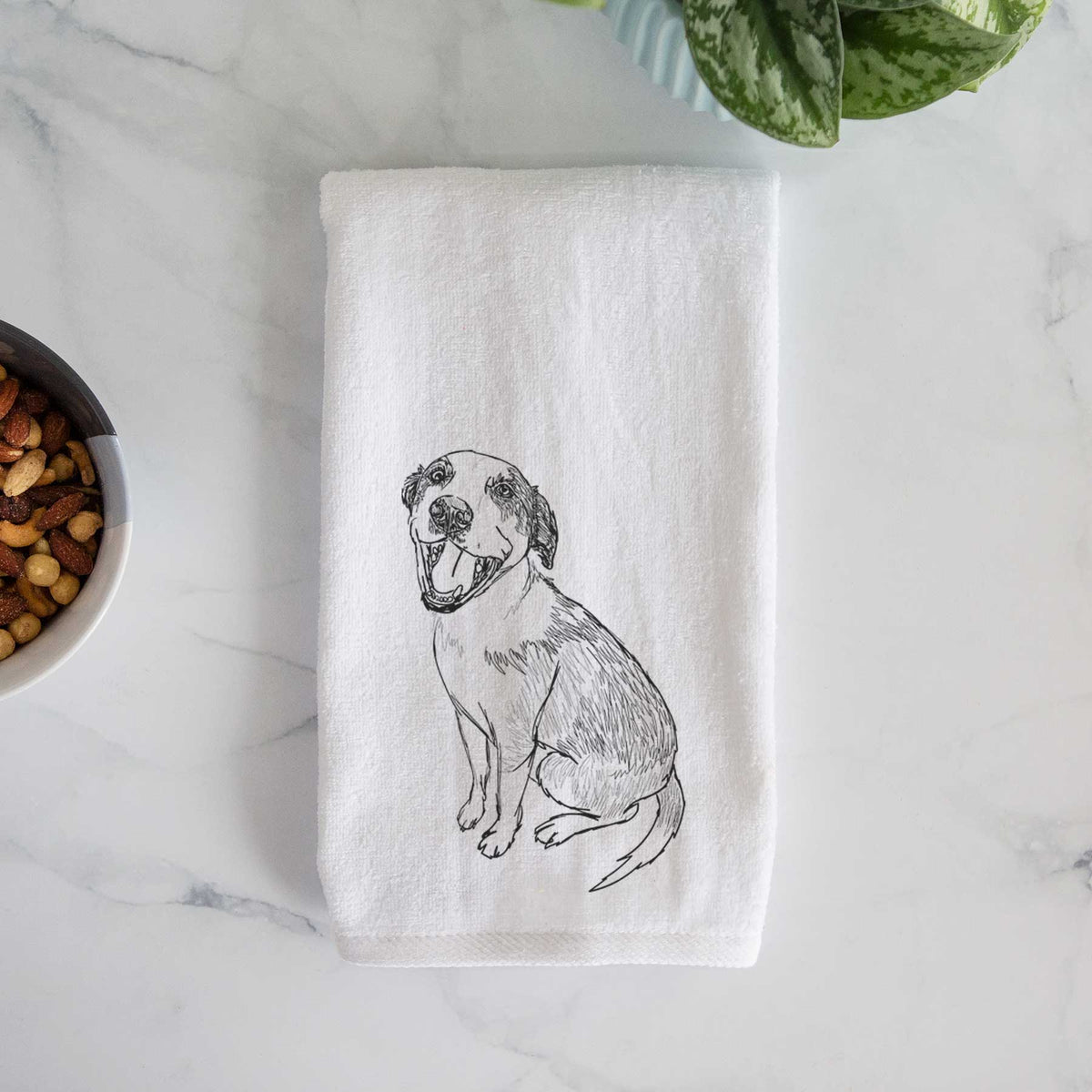 Doodled Clyde the Hound Mix Decorative Hand Towel