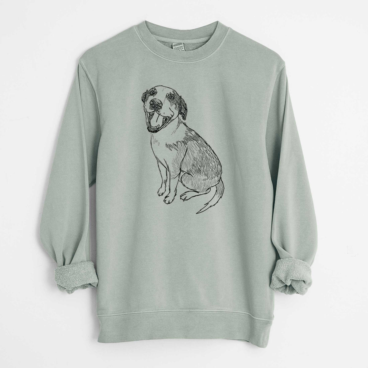 Doodled Clyde the Hound Mix - Unisex Pigment Dyed Crew Sweatshirt
