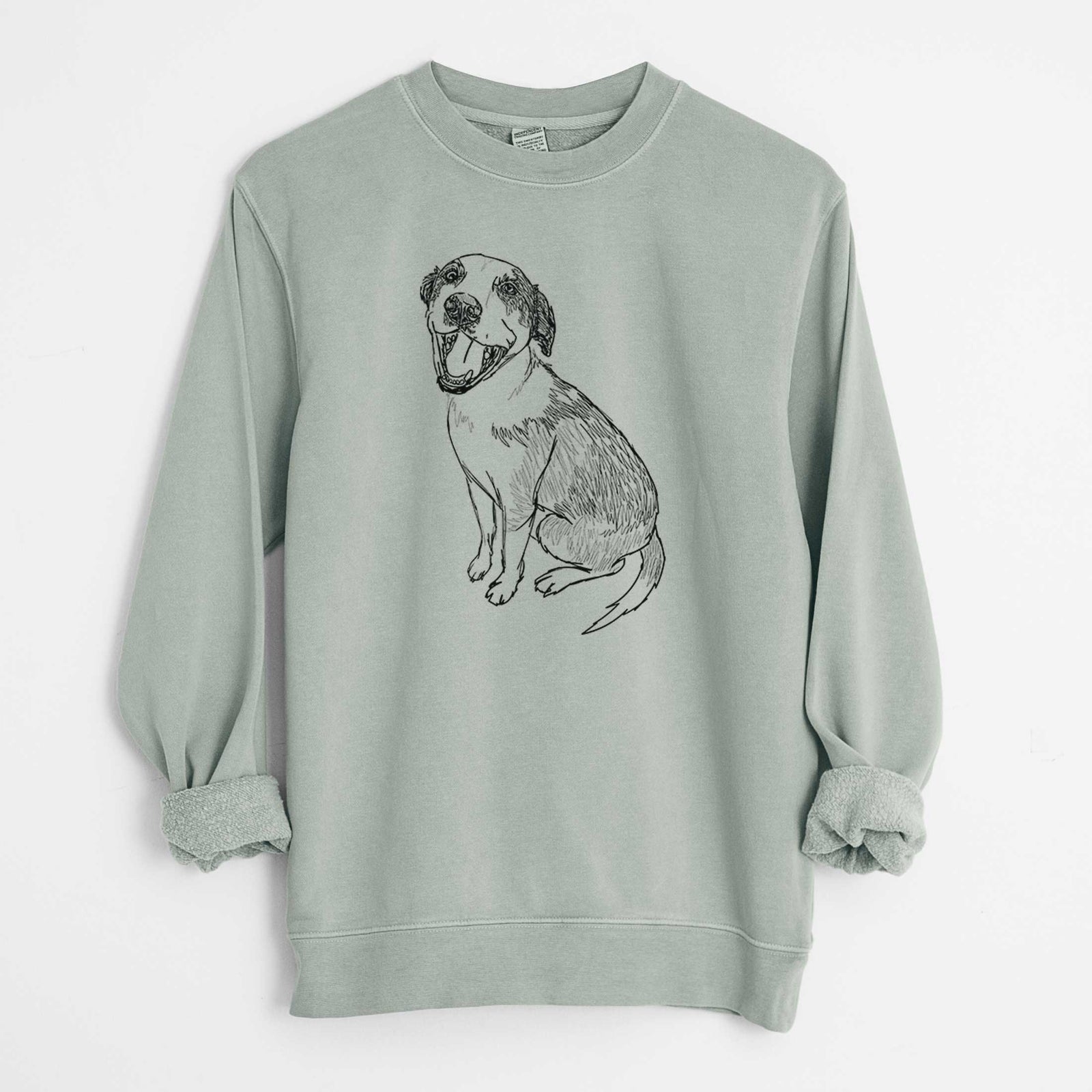 Doodled Clyde the Hound Mix - Unisex Pigment Dyed Crew Sweatshirt