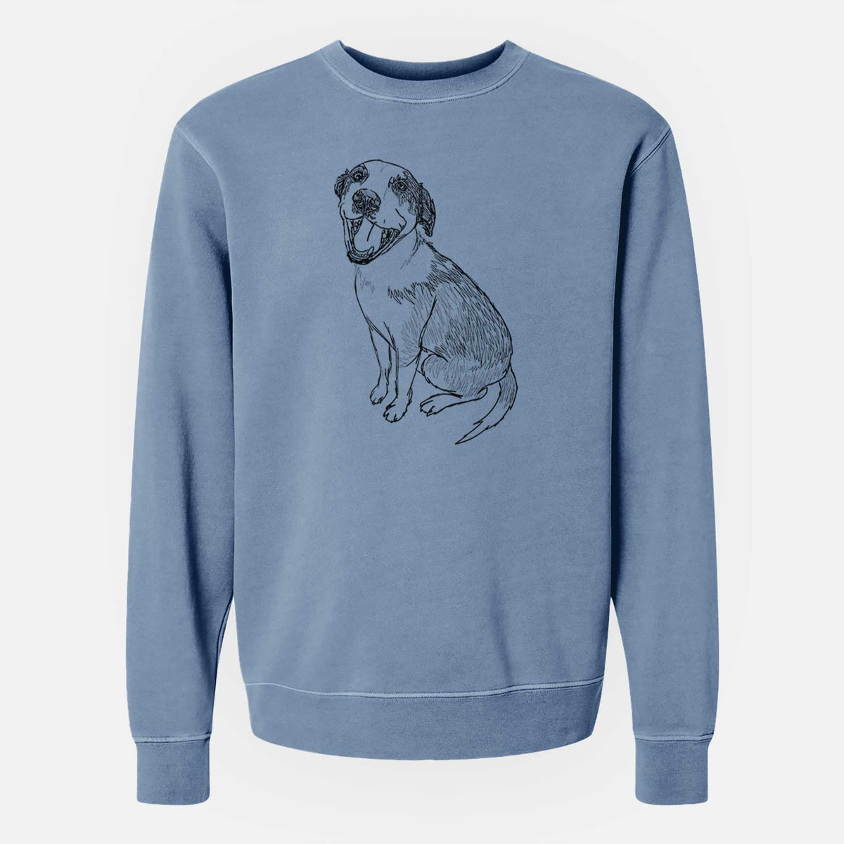 Doodled Clyde the Hound Mix - Unisex Pigment Dyed Crew Sweatshirt