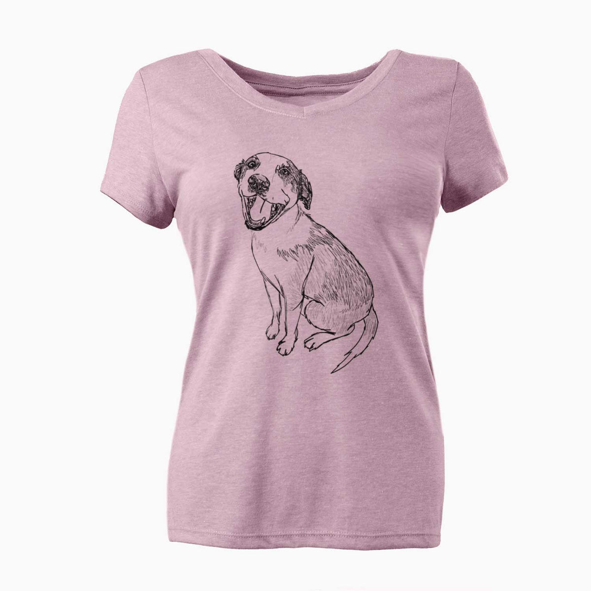 Doodled Clyde the Hound Mix - Women's V-neck Shirt