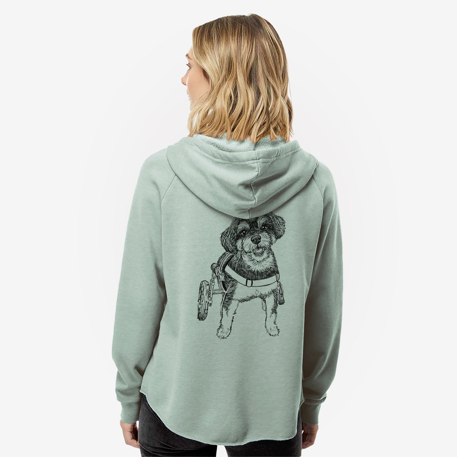 Doodled Cobb the Havapoo - Women's Cali Wave Zip-Up Sweatshirt
