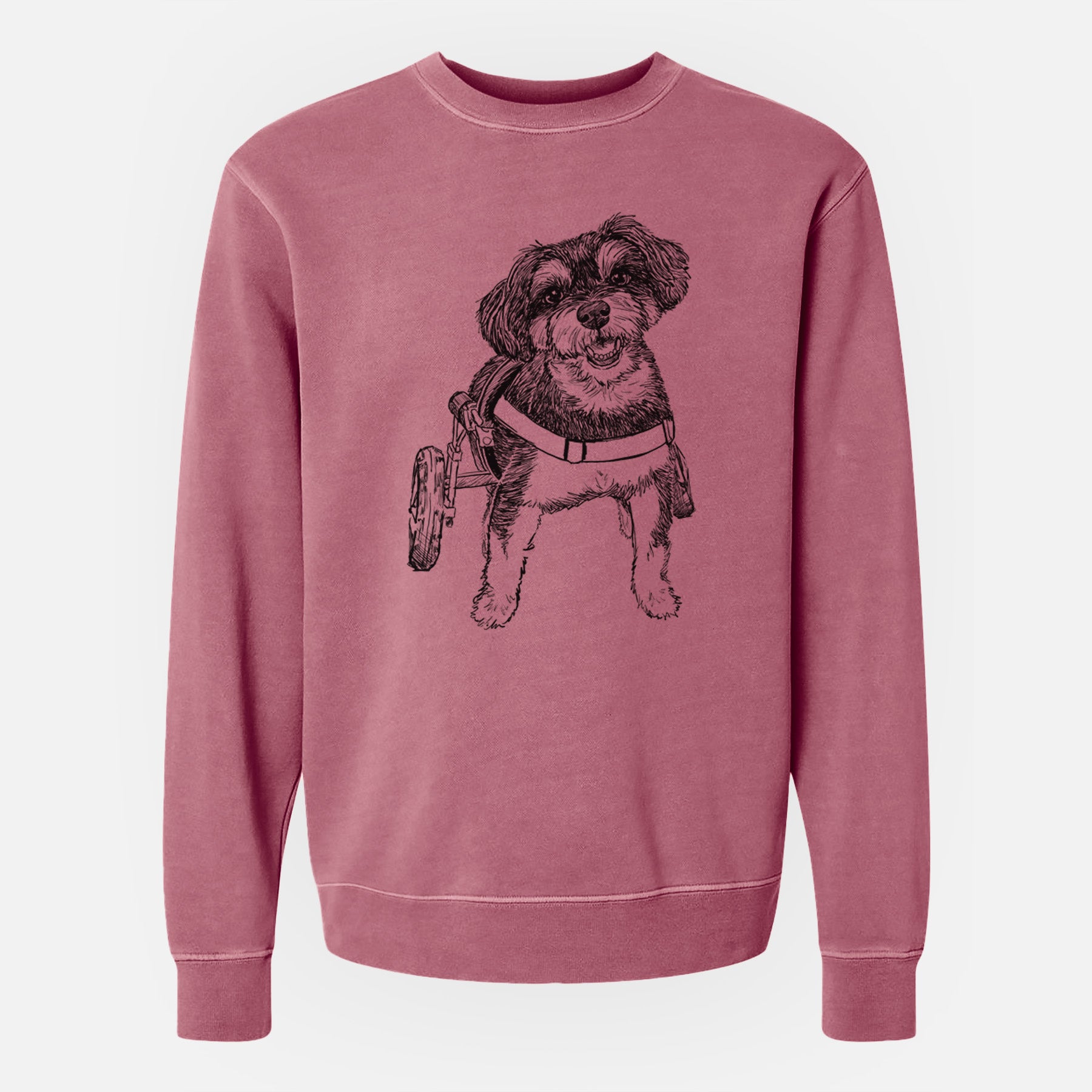 Doodled Cobb the Havapoo - Unisex Pigment Dyed Crew Sweatshirt