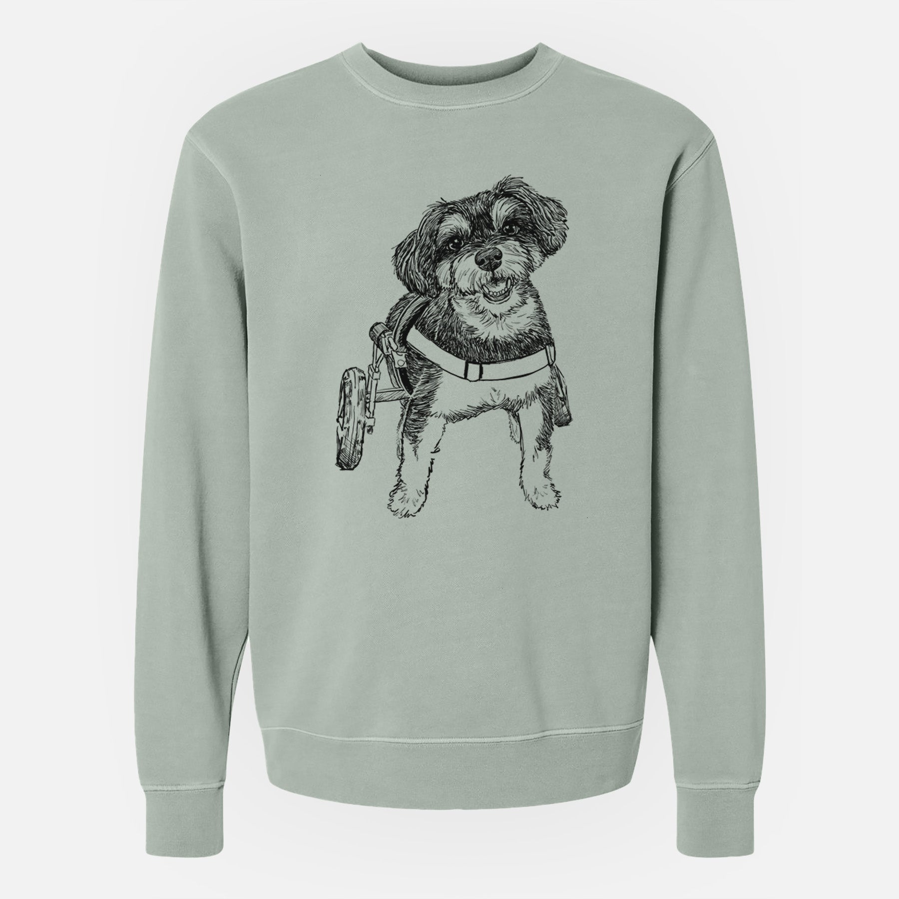 Doodled Cobb the Havapoo - Unisex Pigment Dyed Crew Sweatshirt