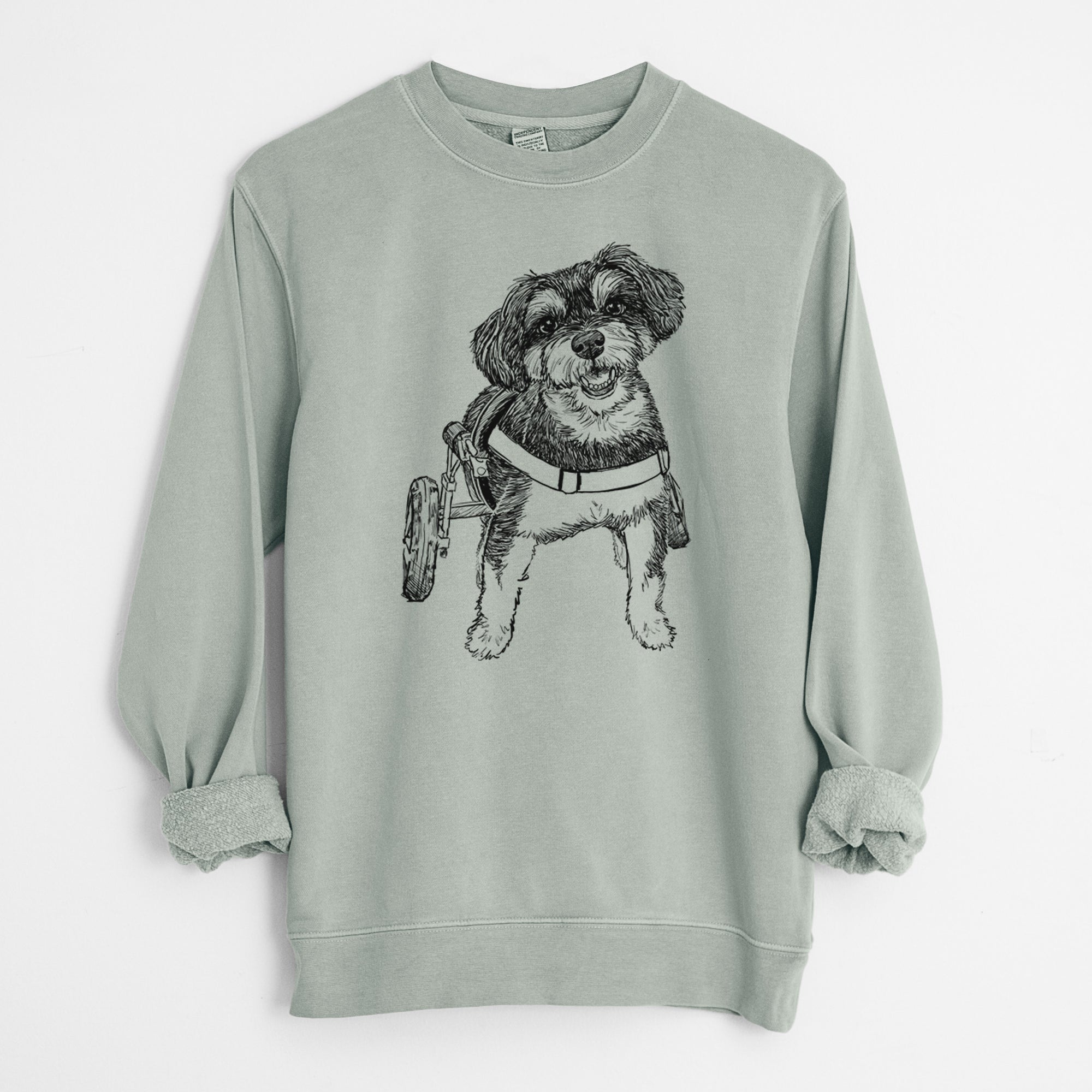 Doodled Cobb the Havapoo - Unisex Pigment Dyed Crew Sweatshirt