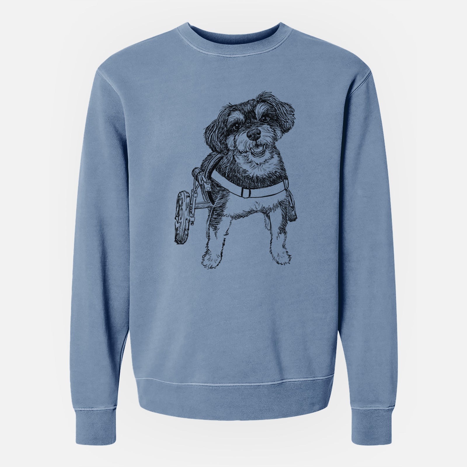 Doodled Cobb the Havapoo - Unisex Pigment Dyed Crew Sweatshirt