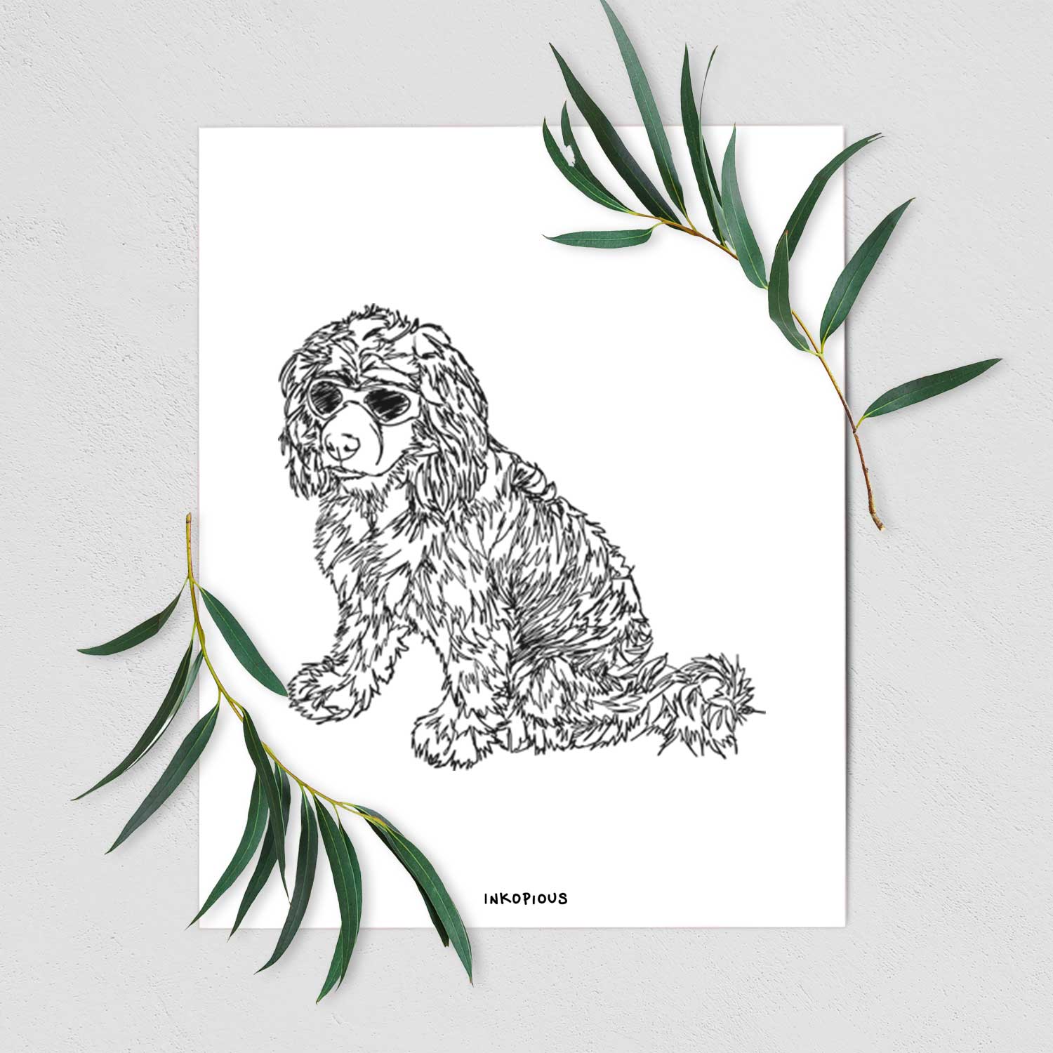 Doodled Coco the Cocker Spaniel Art Print