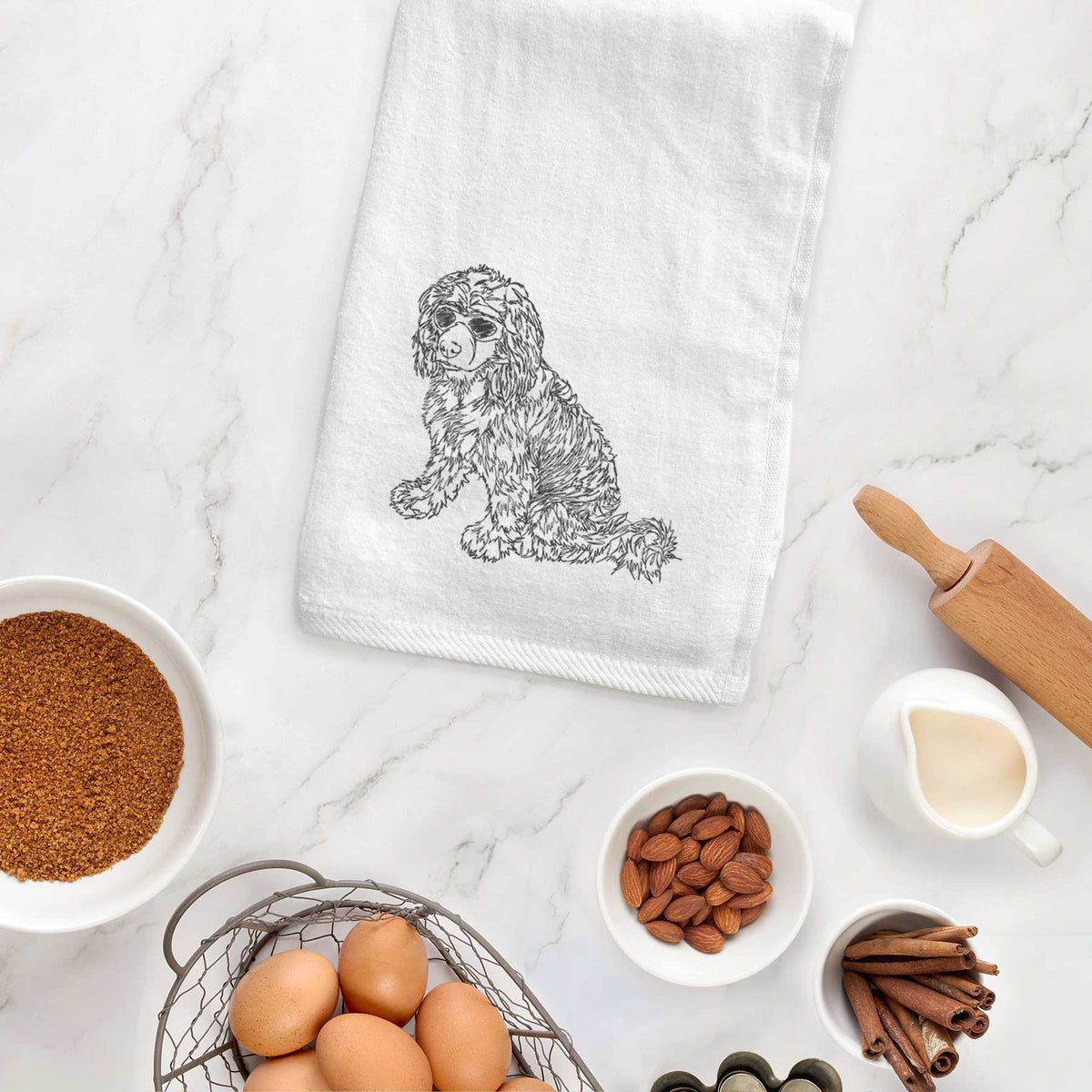 Doodled Coco the Cocker Spaniel Decorative Hand Towel