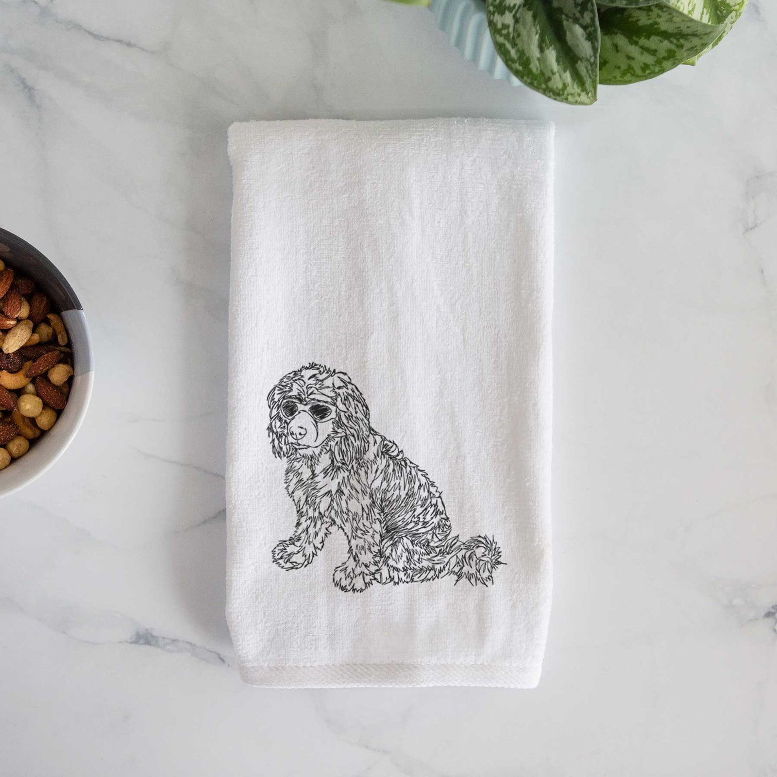 Doodled Coco the Cocker Spaniel Decorative Hand Towel