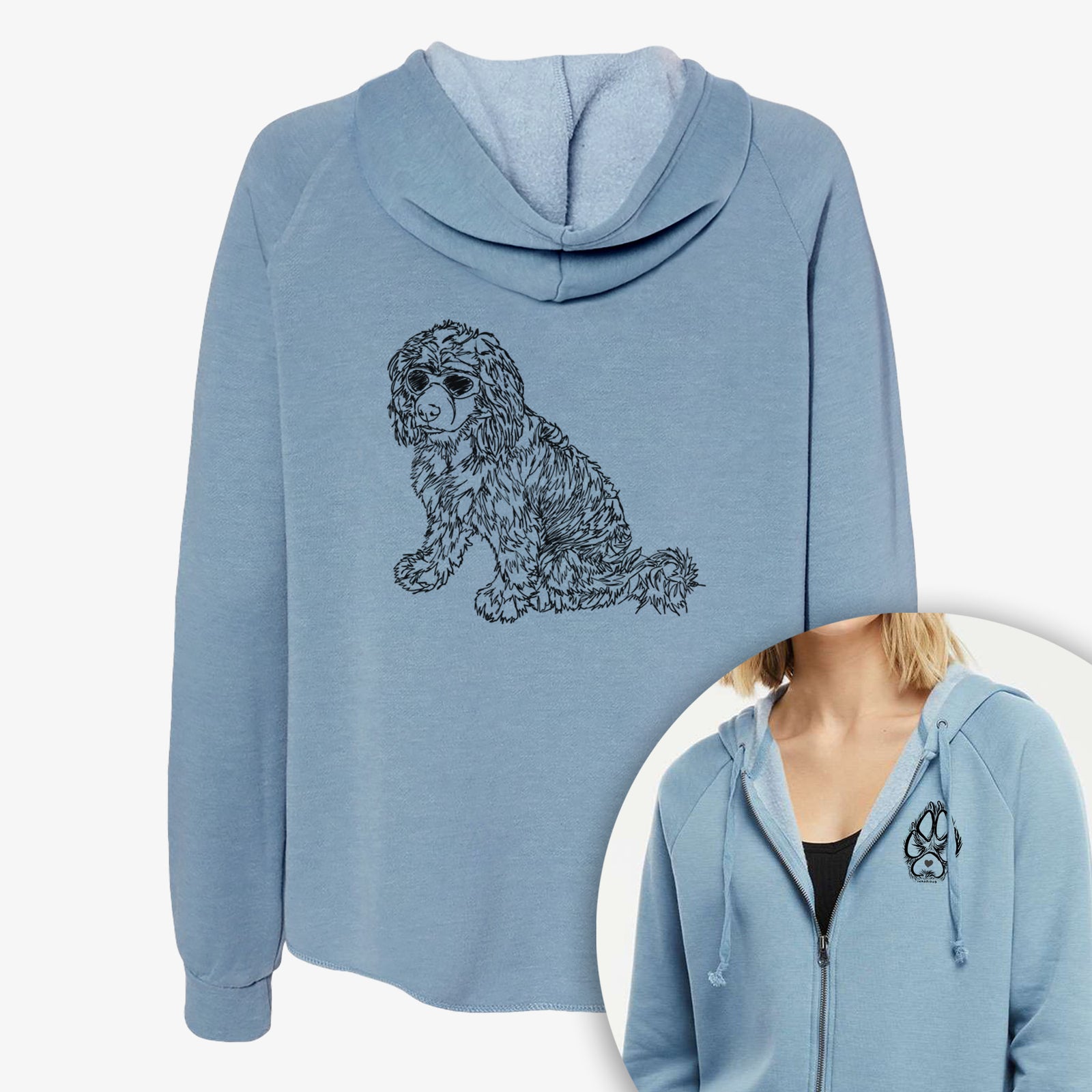 Doodled Coco the Cocker Spaniel - Women's Cali Wave Zip-Up Sweatshirt