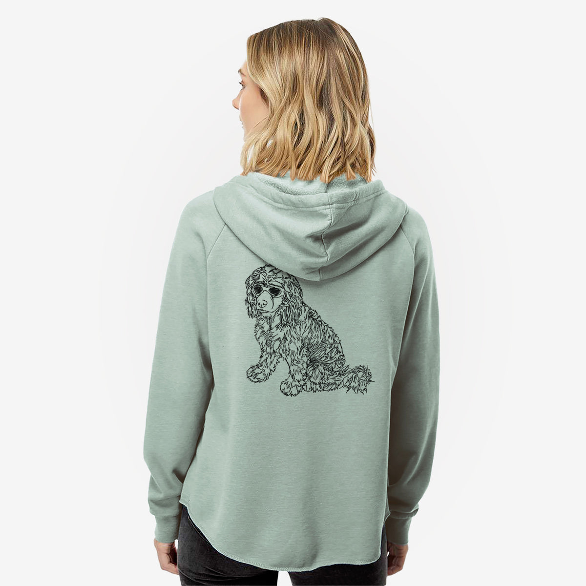 Doodled Coco the Cocker Spaniel - Women's Cali Wave Zip-Up Sweatshirt