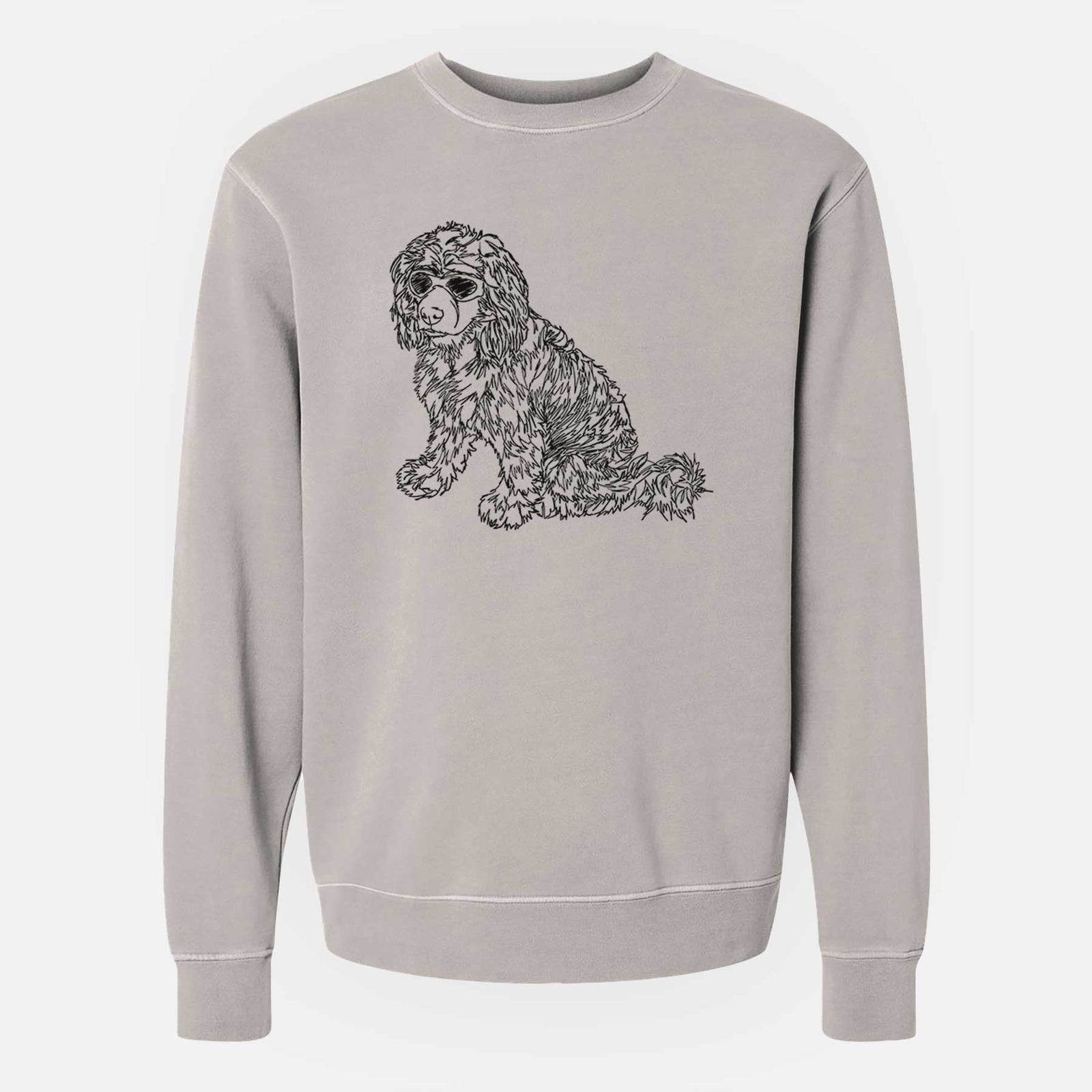 Doodled Coco the Cocker Spaniel - Unisex Pigment Dyed Crew Sweatshirt