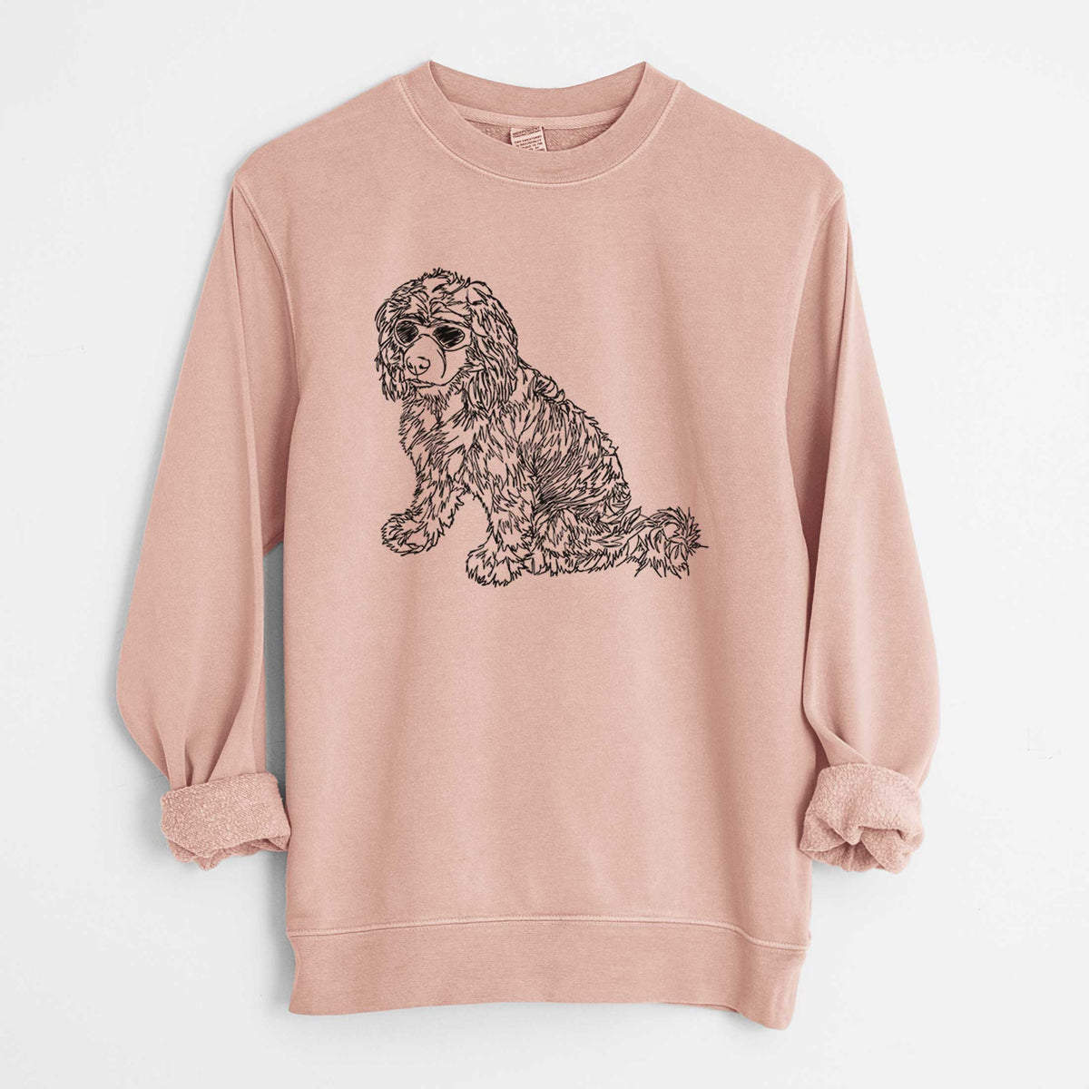Doodled Coco the Cocker Spaniel - Unisex Pigment Dyed Crew Sweatshirt