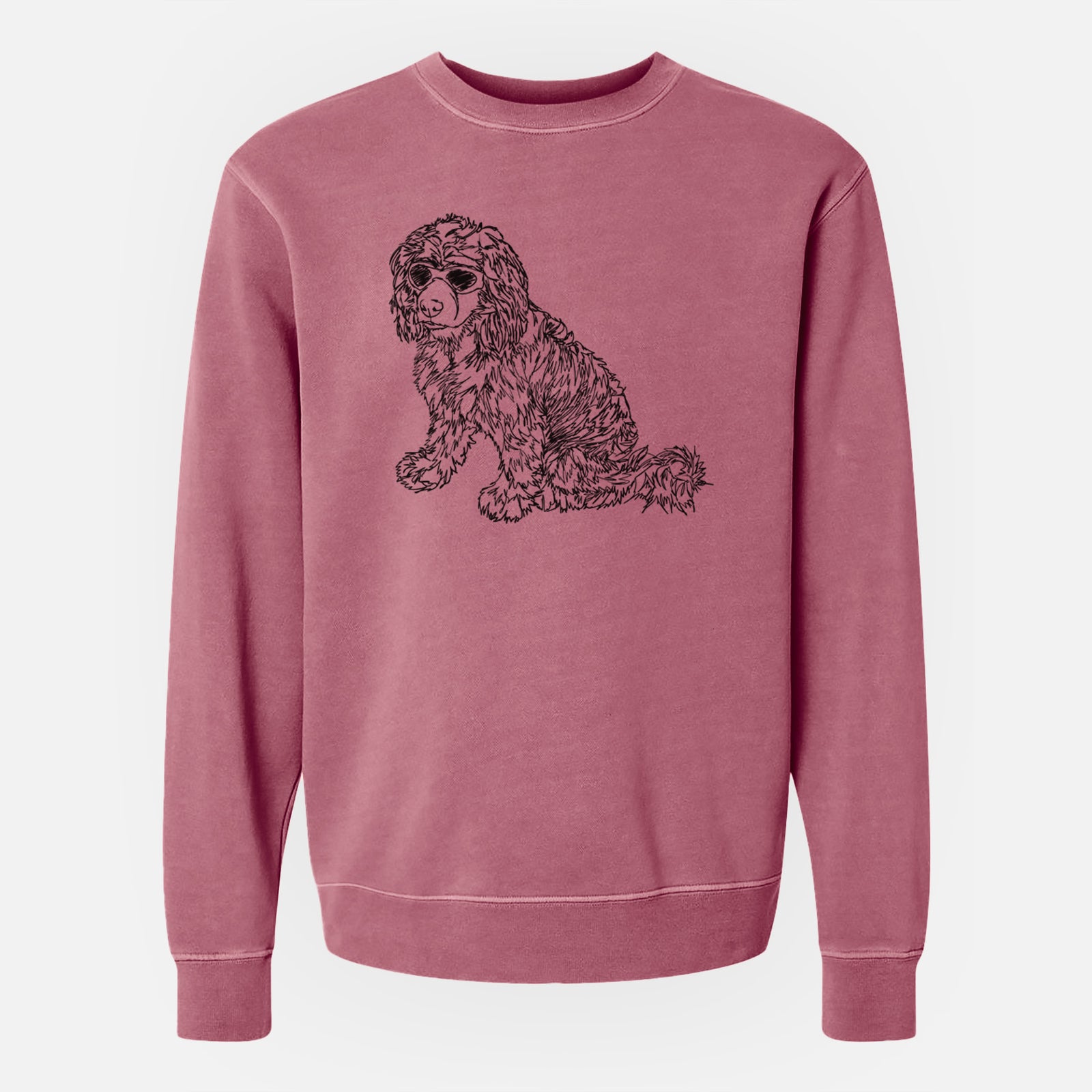 Doodled Coco the Cocker Spaniel - Unisex Pigment Dyed Crew Sweatshirt