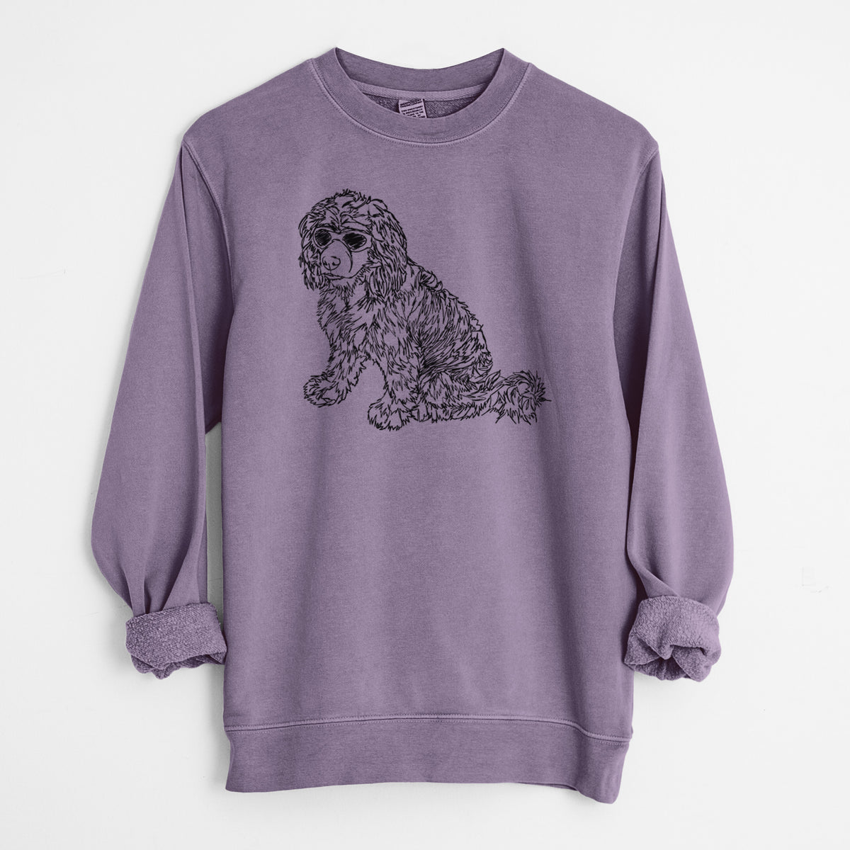 Doodled Coco the Cocker Spaniel - Unisex Pigment Dyed Crew Sweatshirt