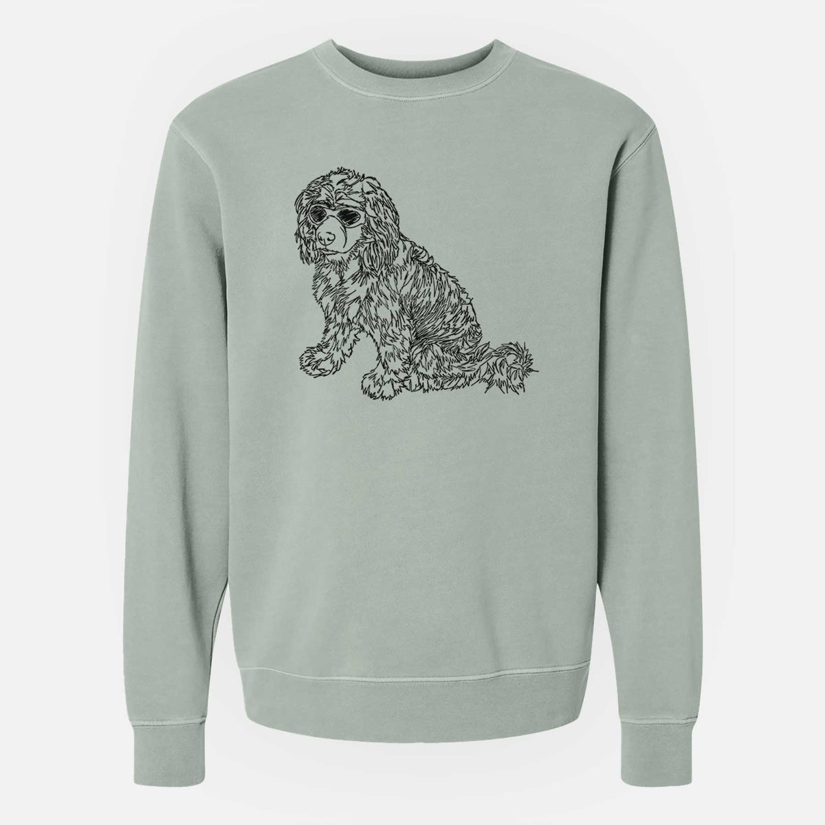 Doodled Coco the Cocker Spaniel - Unisex Pigment Dyed Crew Sweatshirt