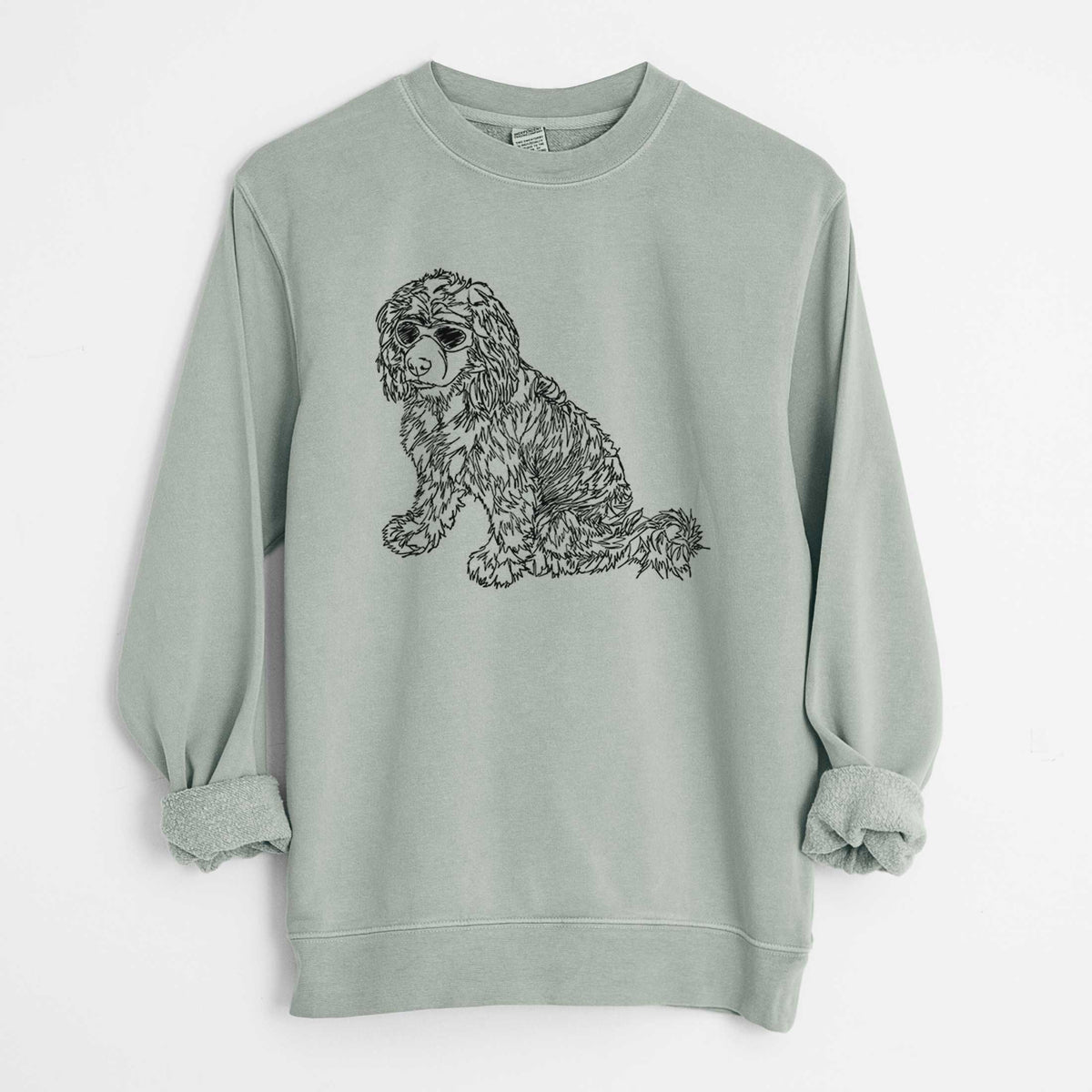 Doodled Coco the Cocker Spaniel - Unisex Pigment Dyed Crew Sweatshirt