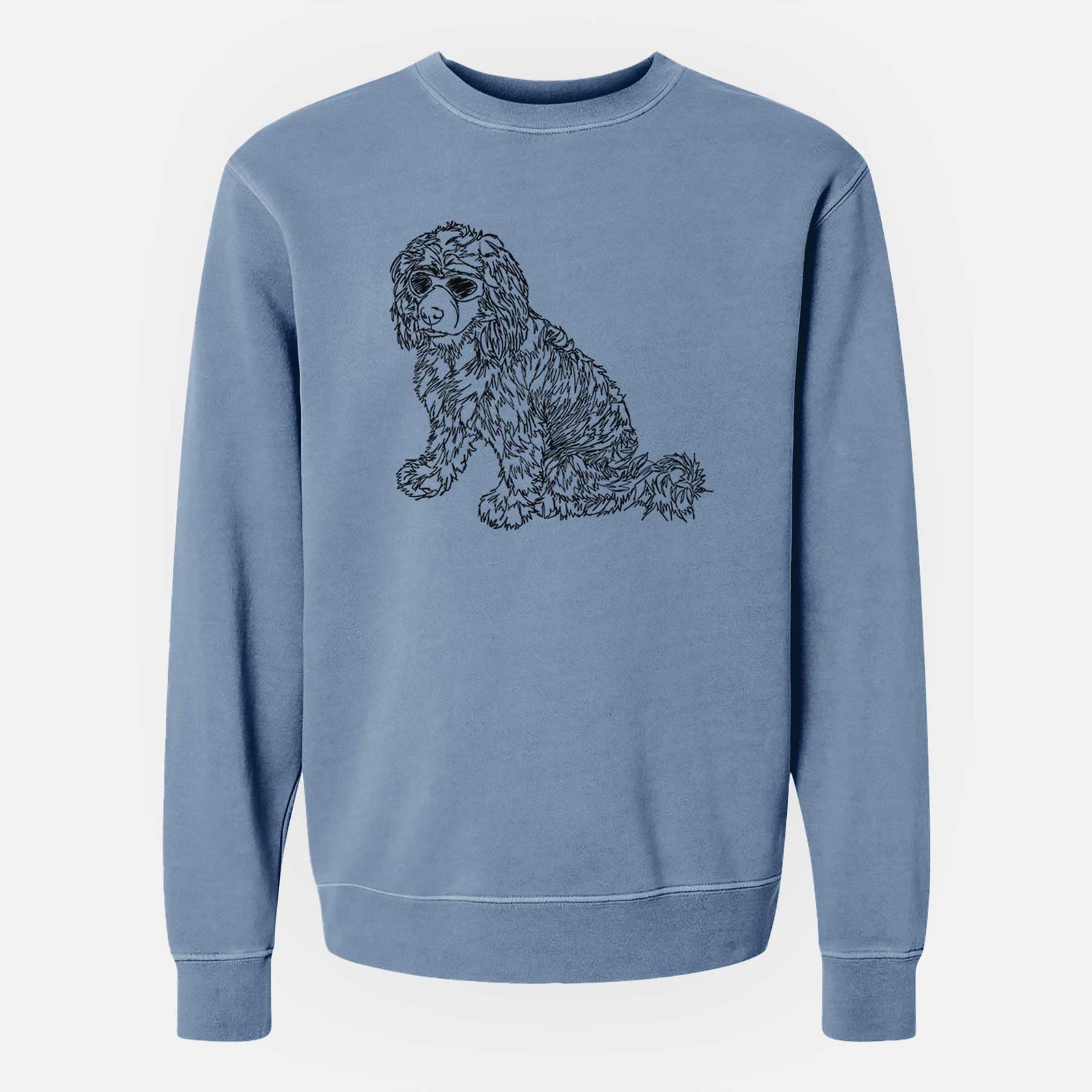Doodled Coco the Cocker Spaniel - Unisex Pigment Dyed Crew Sweatshirt