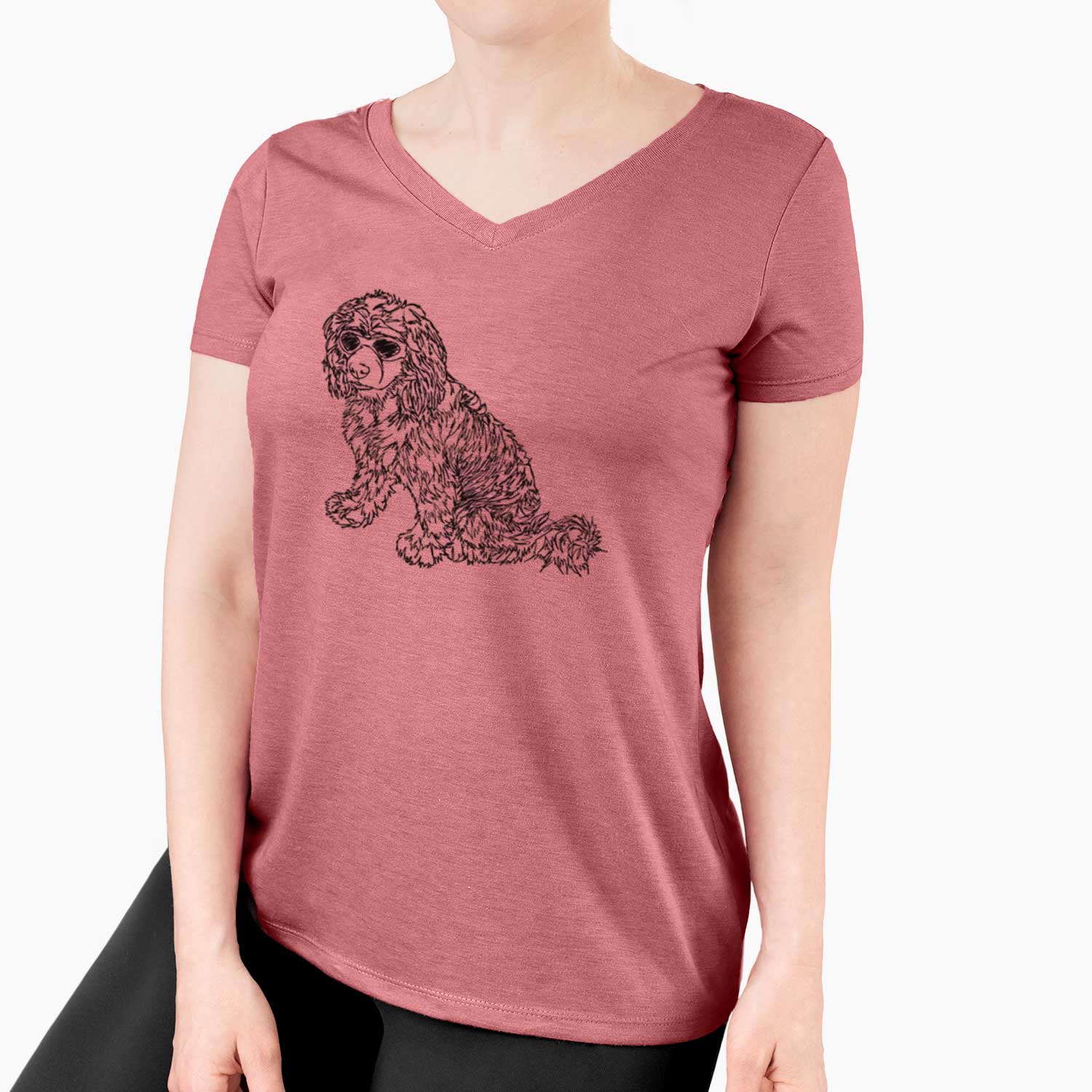 Doodled Coco the Cocker Spaniel - Women's V-neck Shirt