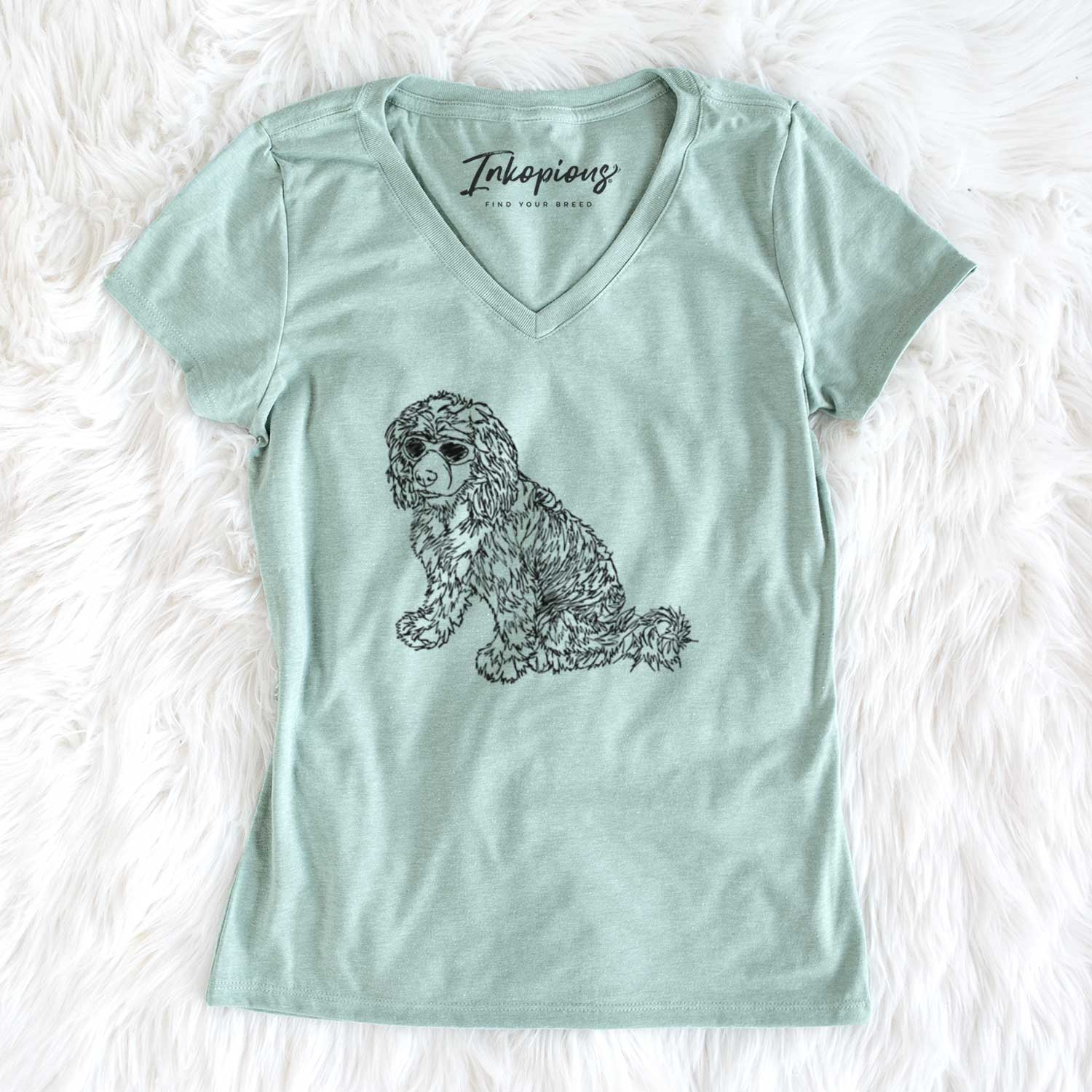 Doodled Coco the Cocker Spaniel - Women's V-neck Shirt