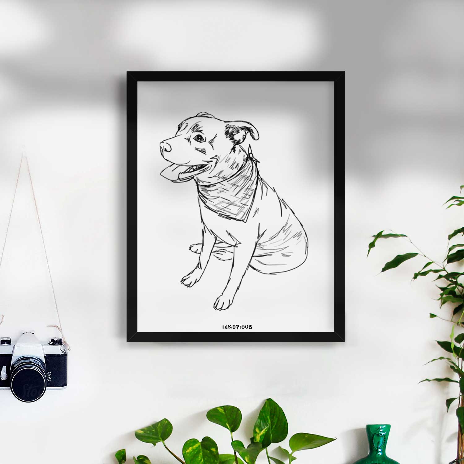 Doodled Comet the Pitbull Mix Art Print