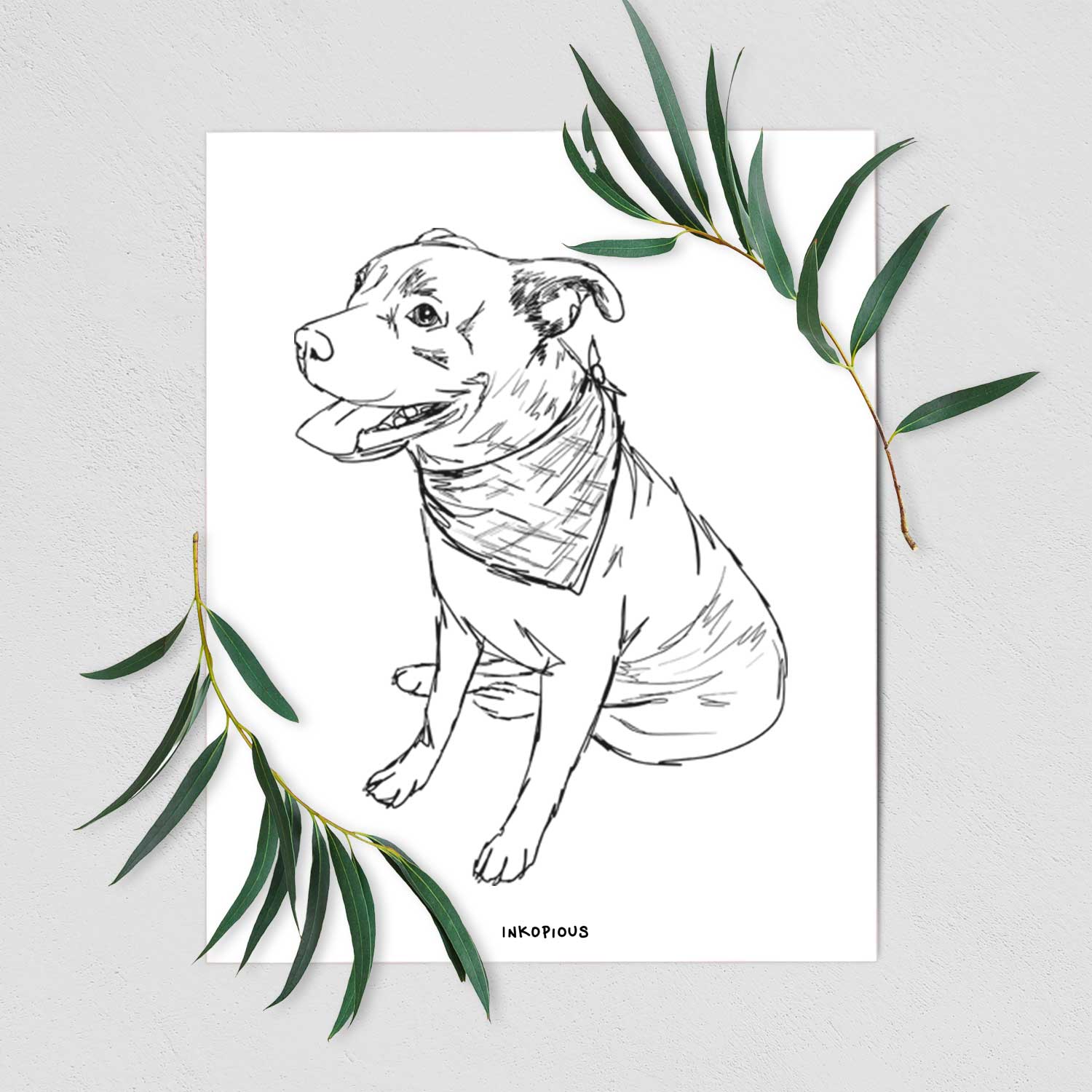 Doodled Comet the Pitbull Mix Art Print