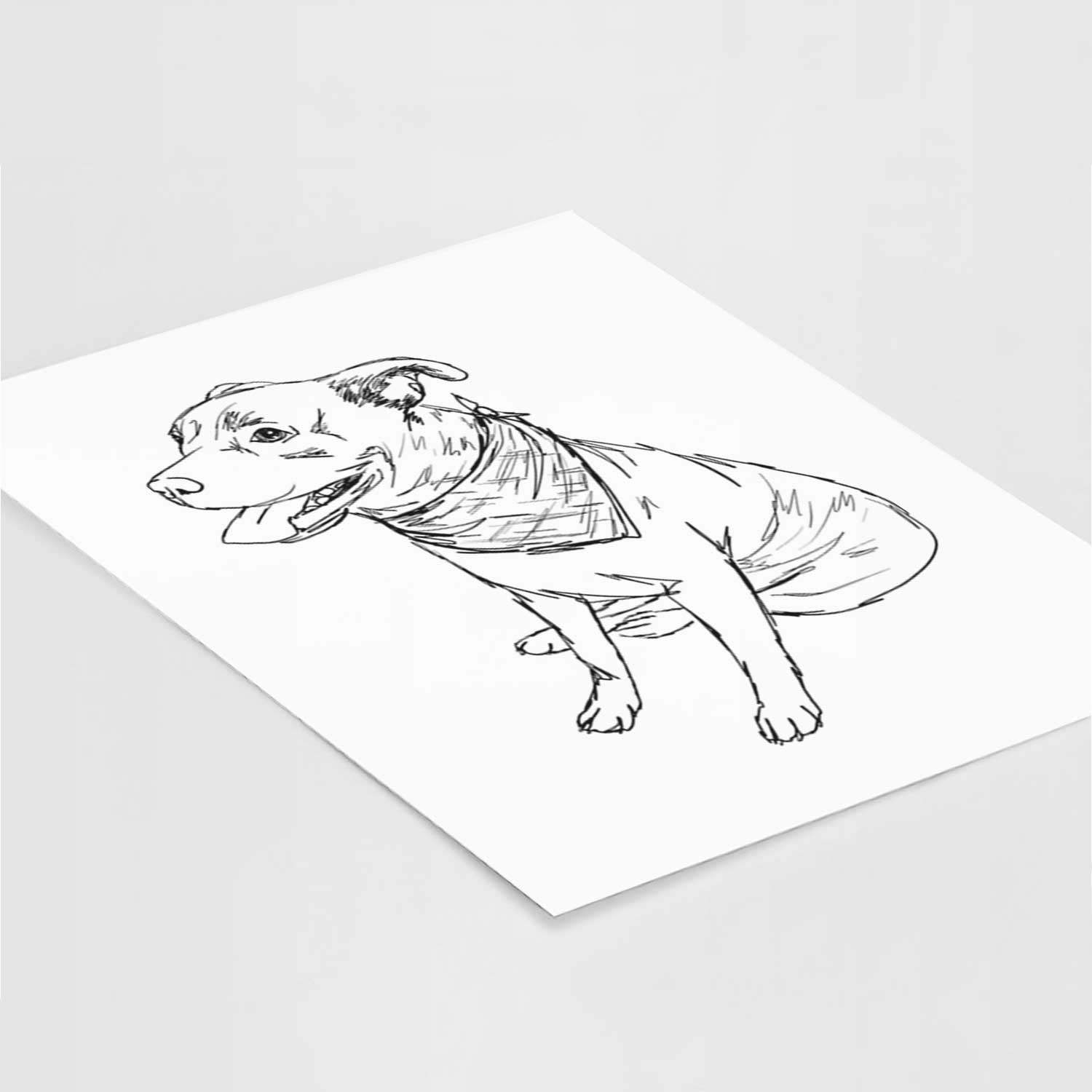 Doodled Comet the Pitbull Mix Art Print