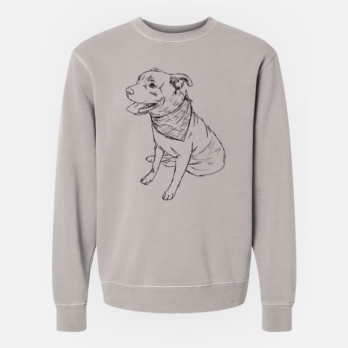 Doodled Comet the Pitbull Mix - Unisex Pigment Dyed Crew Sweatshirt
