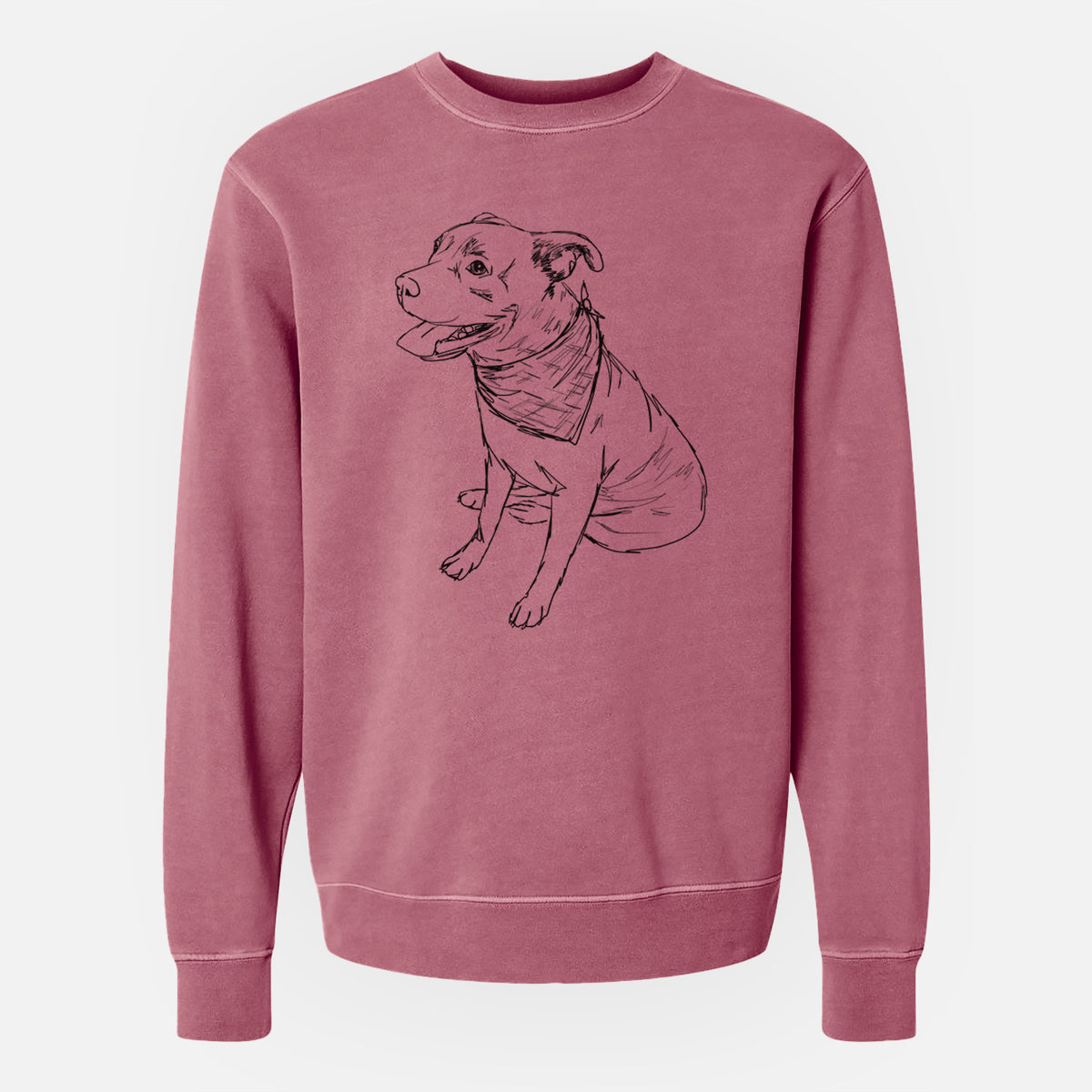 Doodled Comet the Pitbull Mix - Unisex Pigment Dyed Crew Sweatshirt