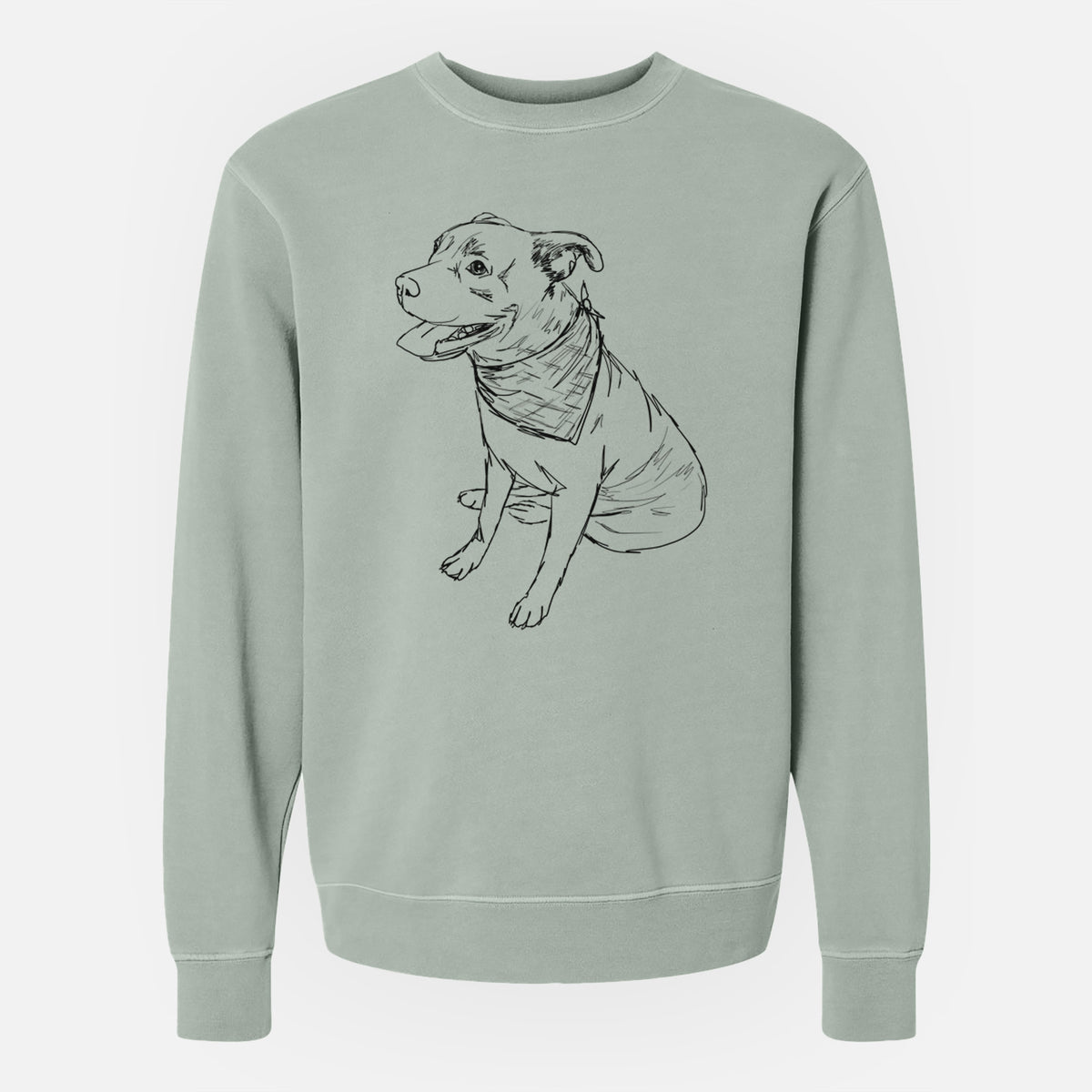 Doodled Comet the Pitbull Mix - Unisex Pigment Dyed Crew Sweatshirt