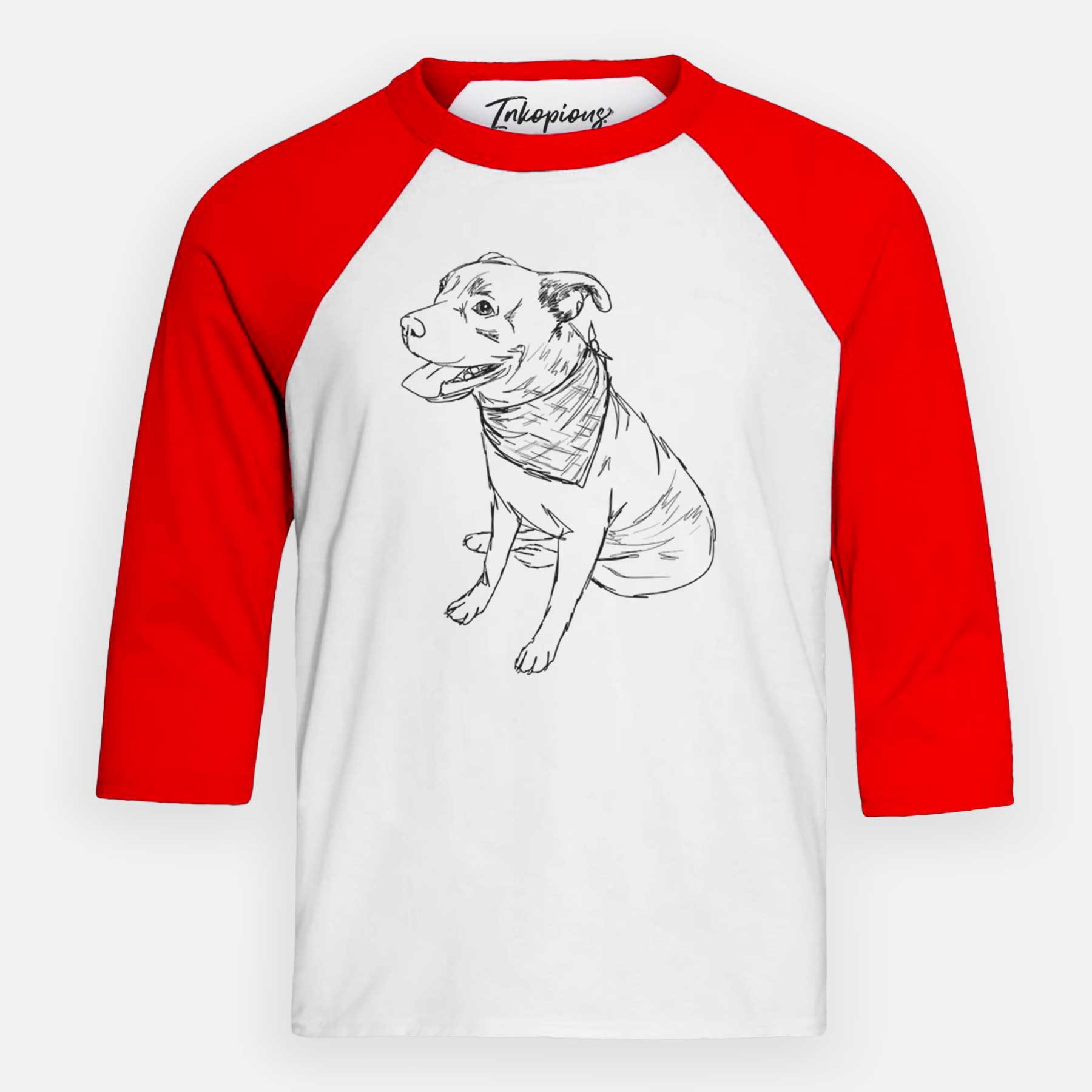 Doodled Comet the Pitbull Mix - Youth 3/4 Long Sleeve