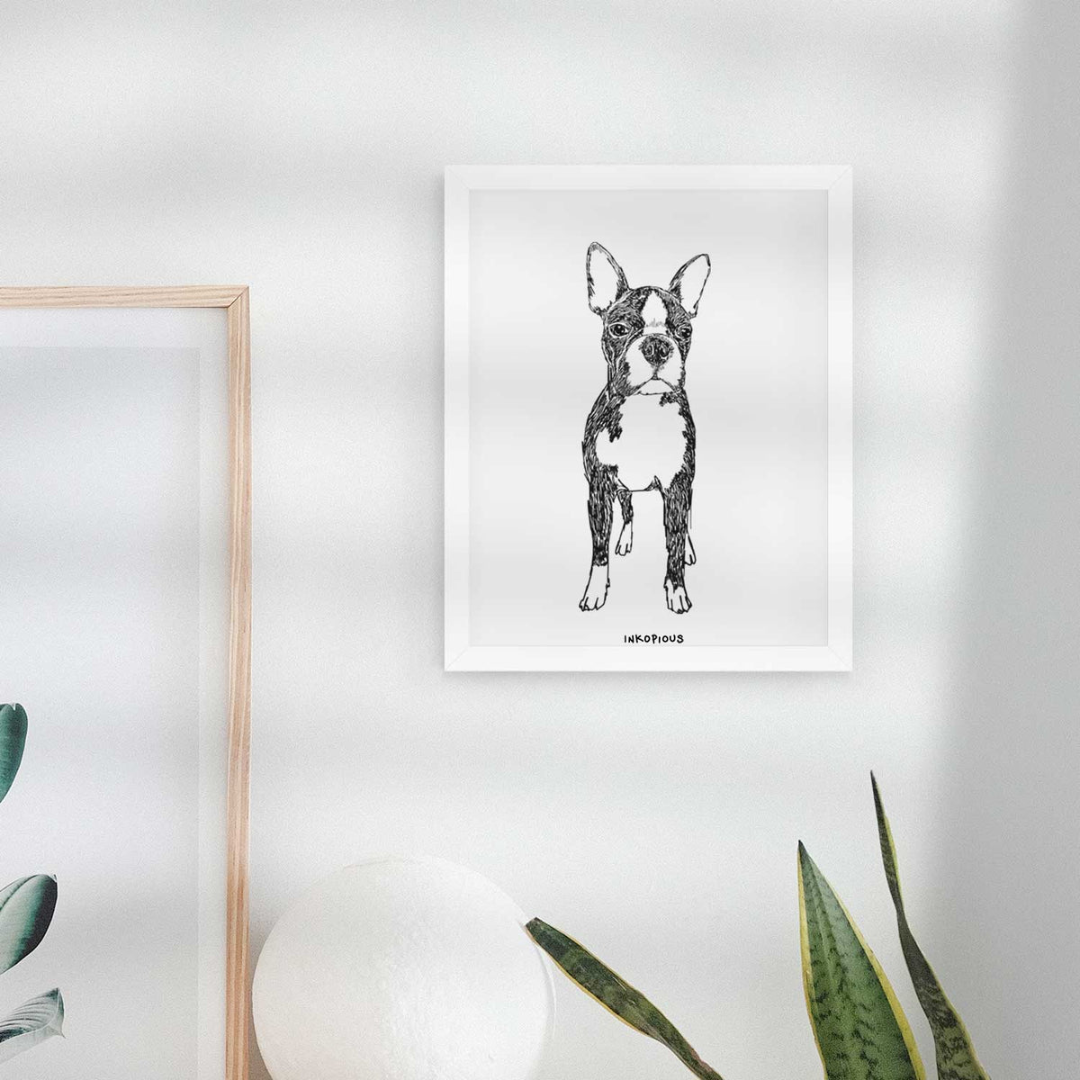 Doodled Cooper the Boston Terrier Art Print