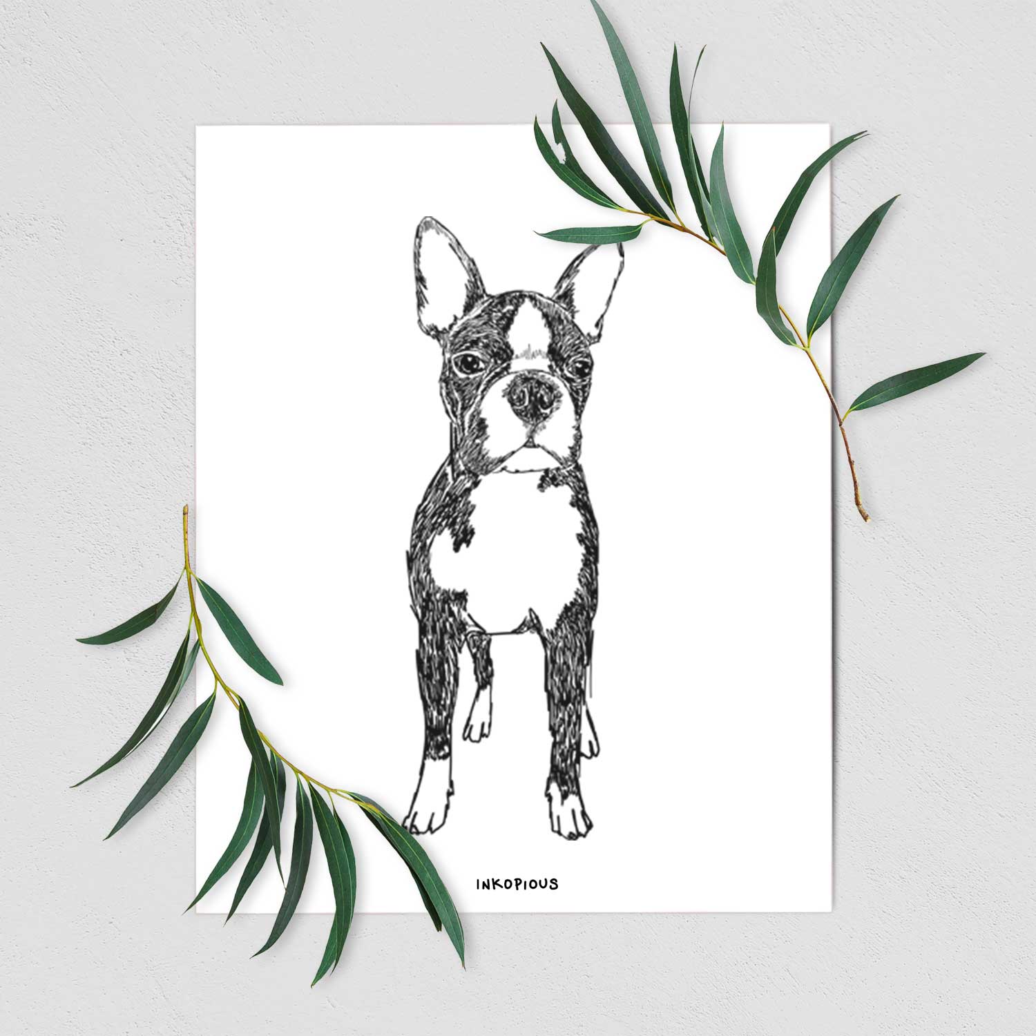 Doodled Cooper the Boston Terrier Art Print