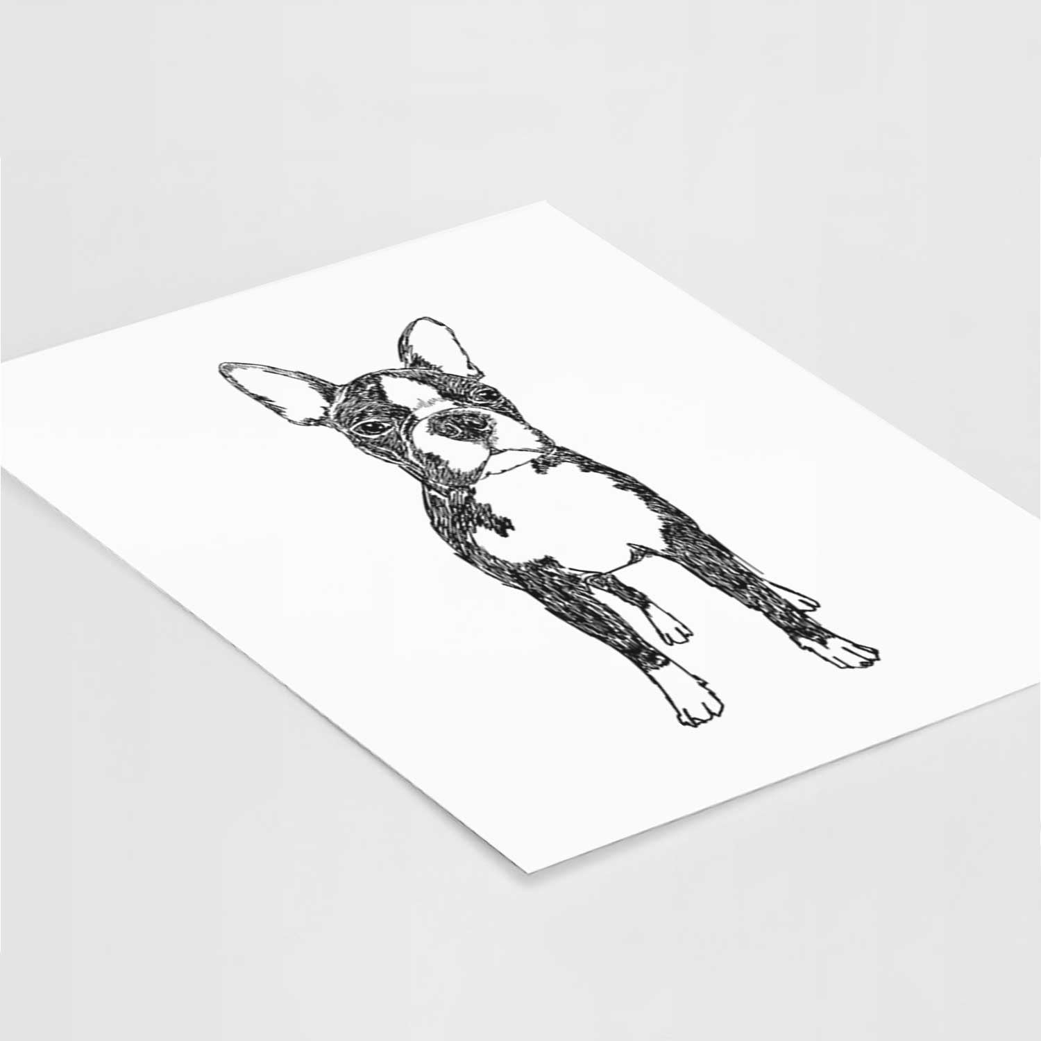 Doodled Cooper the Boston Terrier Art Print