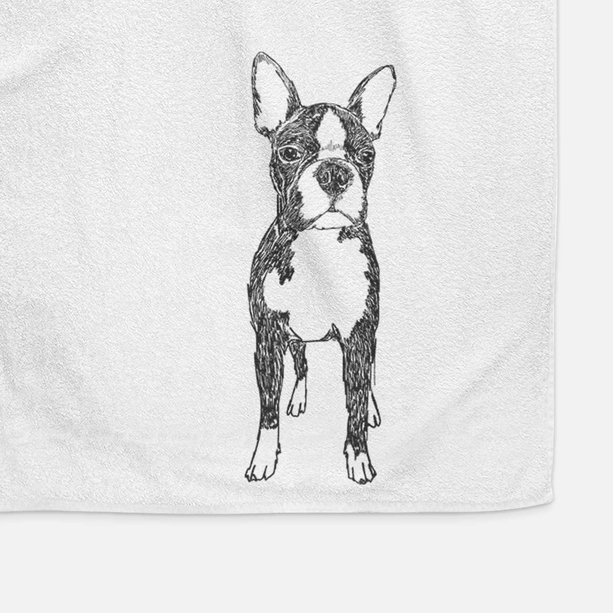 Doodled Cooper the Boston Terrier Decorative Hand Towel