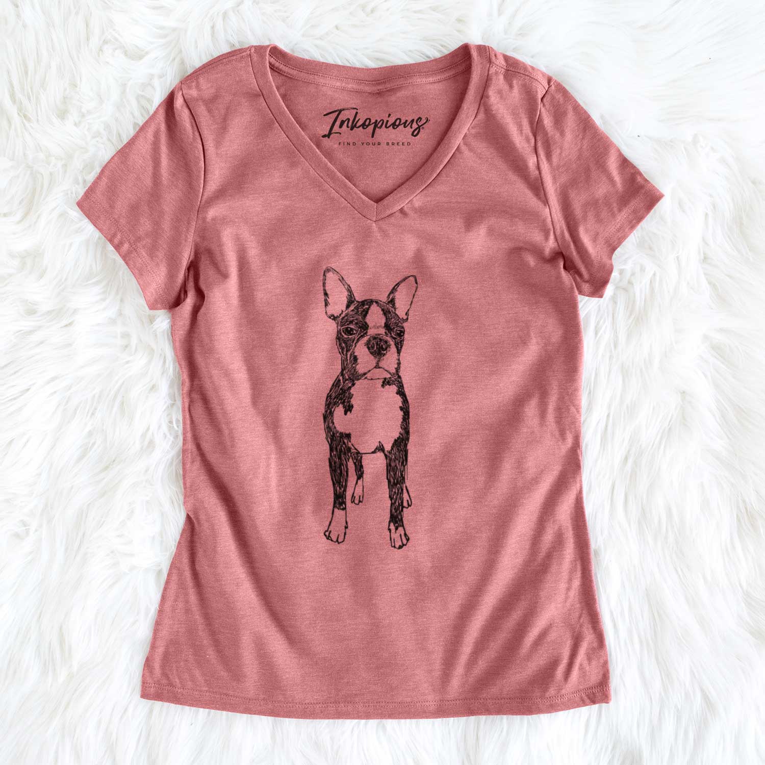 Doodled Cooper the Boxton Terrier - Women's V-neck Shirt