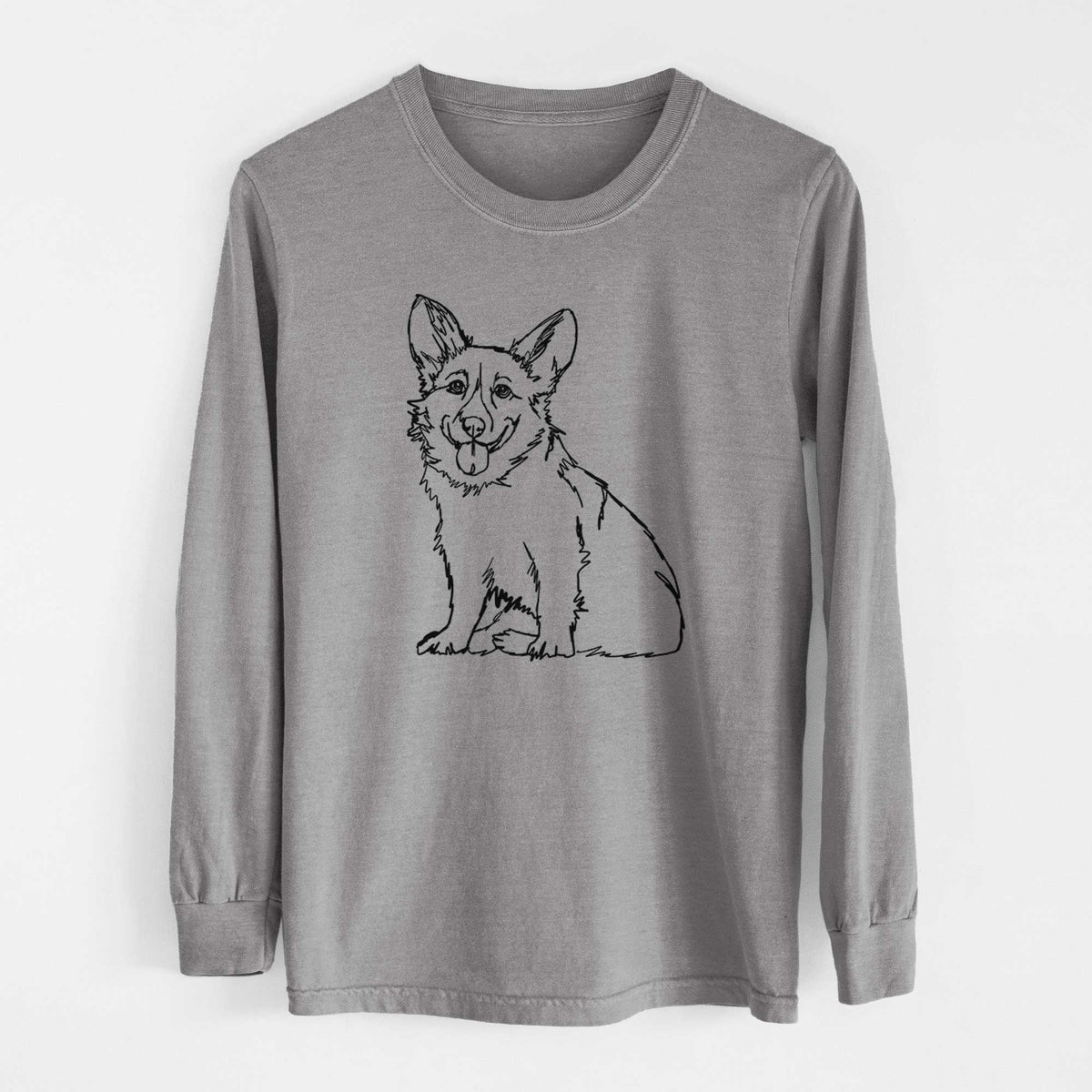 Doodled Corgi - Heavyweight 100% Cotton Long Sleeve